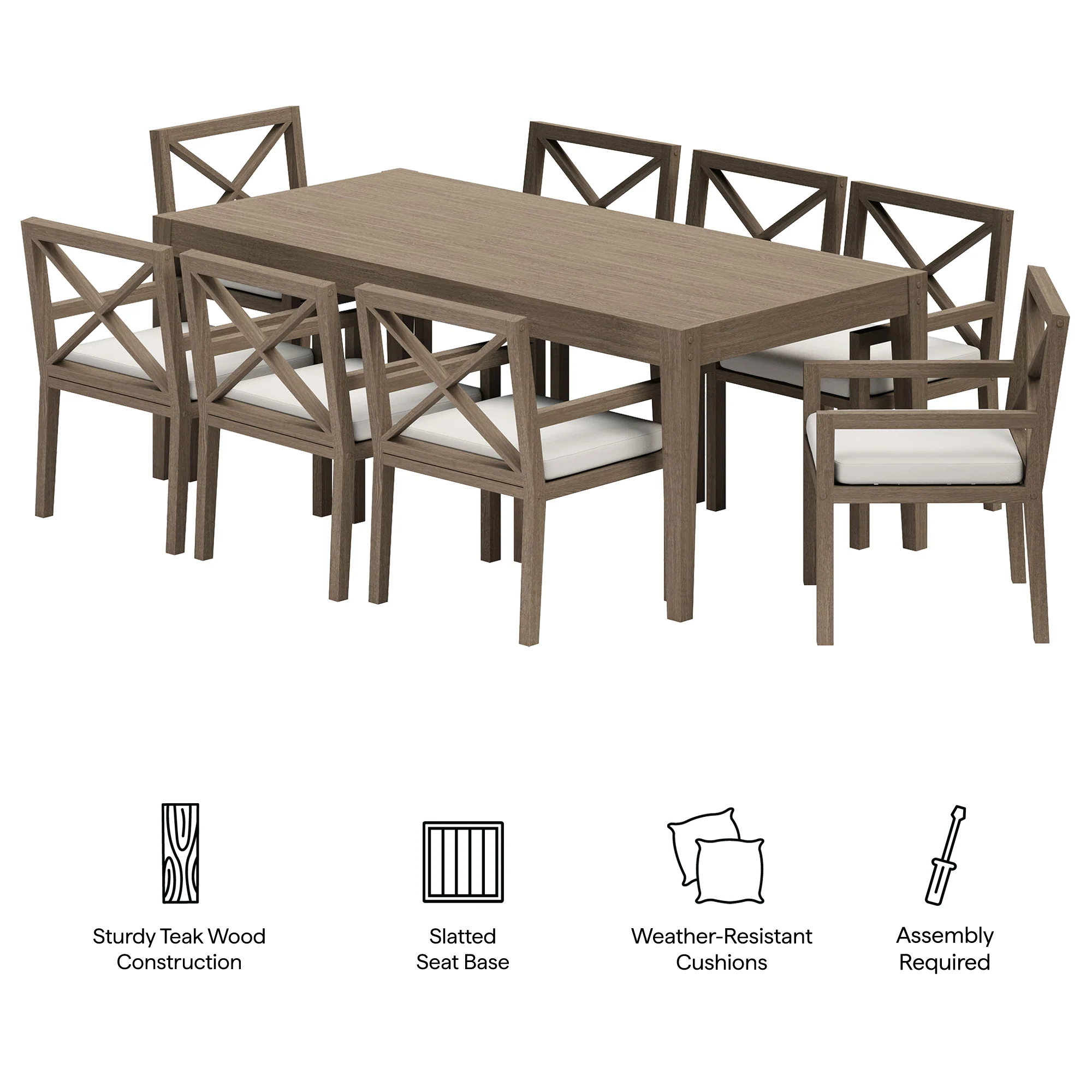 Northlake 9-Piece Outdoor Patio Teak Wood Dining Set by Modway - Image 4