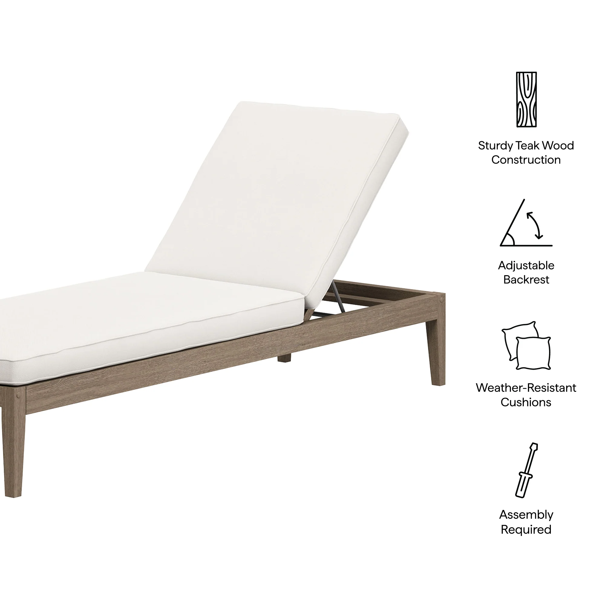 Northlake Outdoor Patio Teak Chaise Lounge by Modway - Image 3