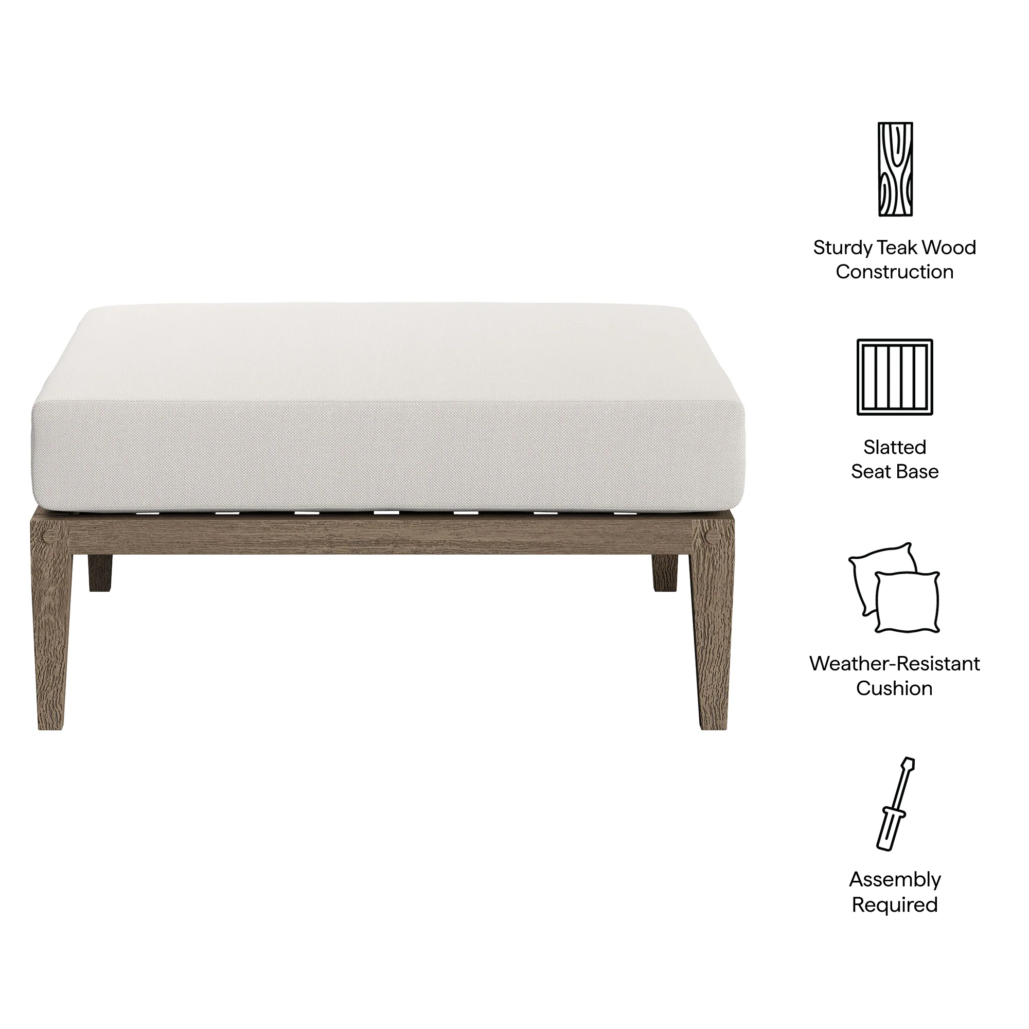 Northlake Outdoor Patio Teak Ottoman by Modway - Image 3