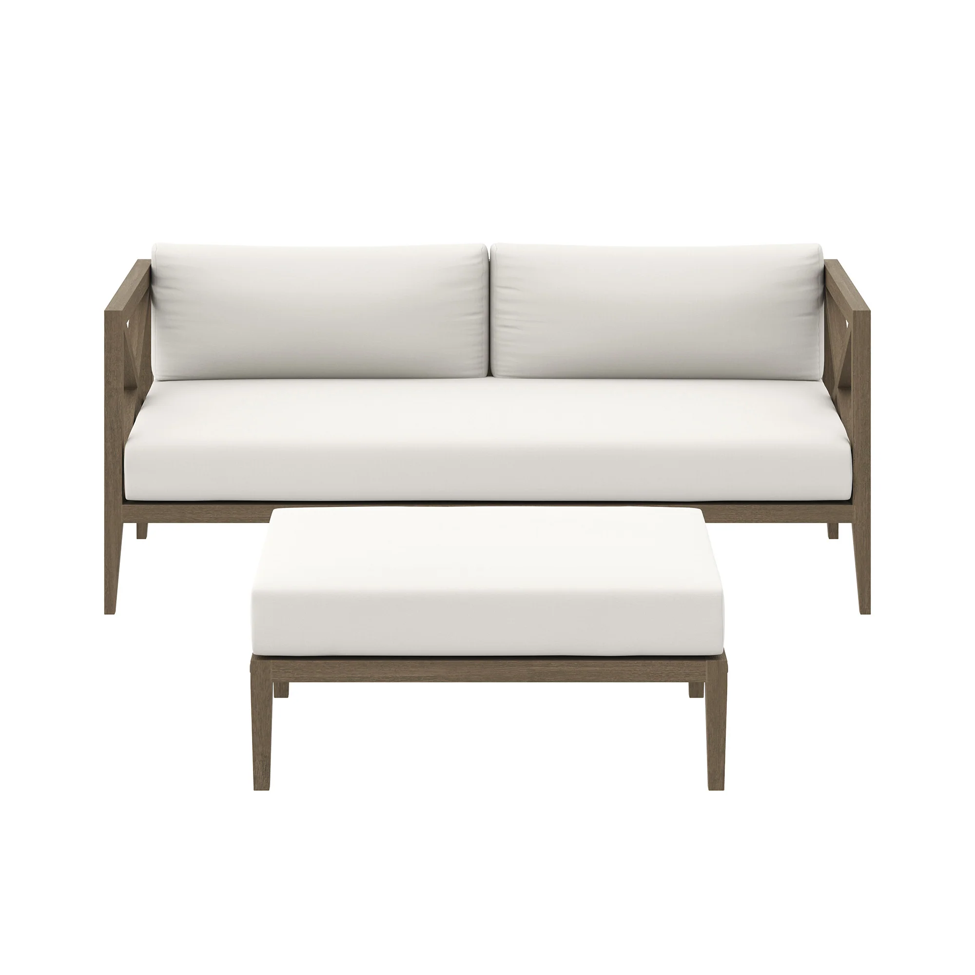 Northlake Outdoor Patio Teak Wood Loveseat and Ottoman Set by Modway - Image 5