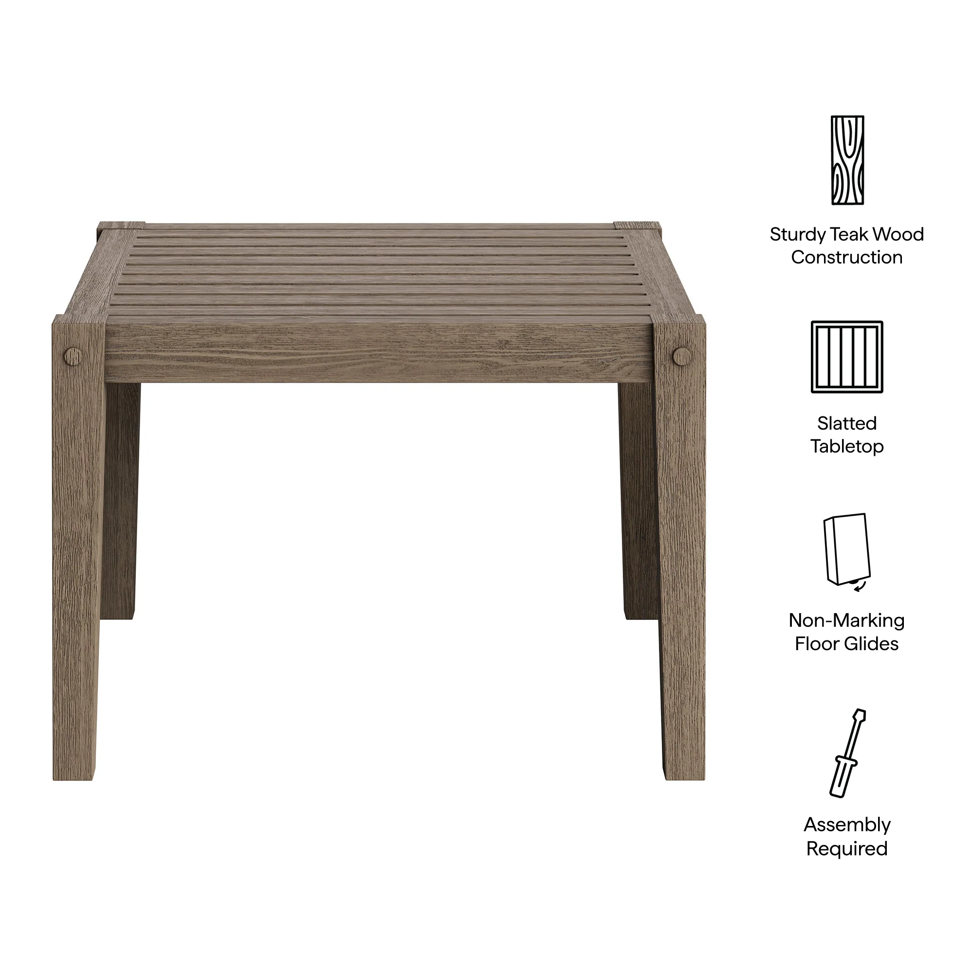 Northlake Square Outdoor Patio Teak Side Table by Modway - Image 3