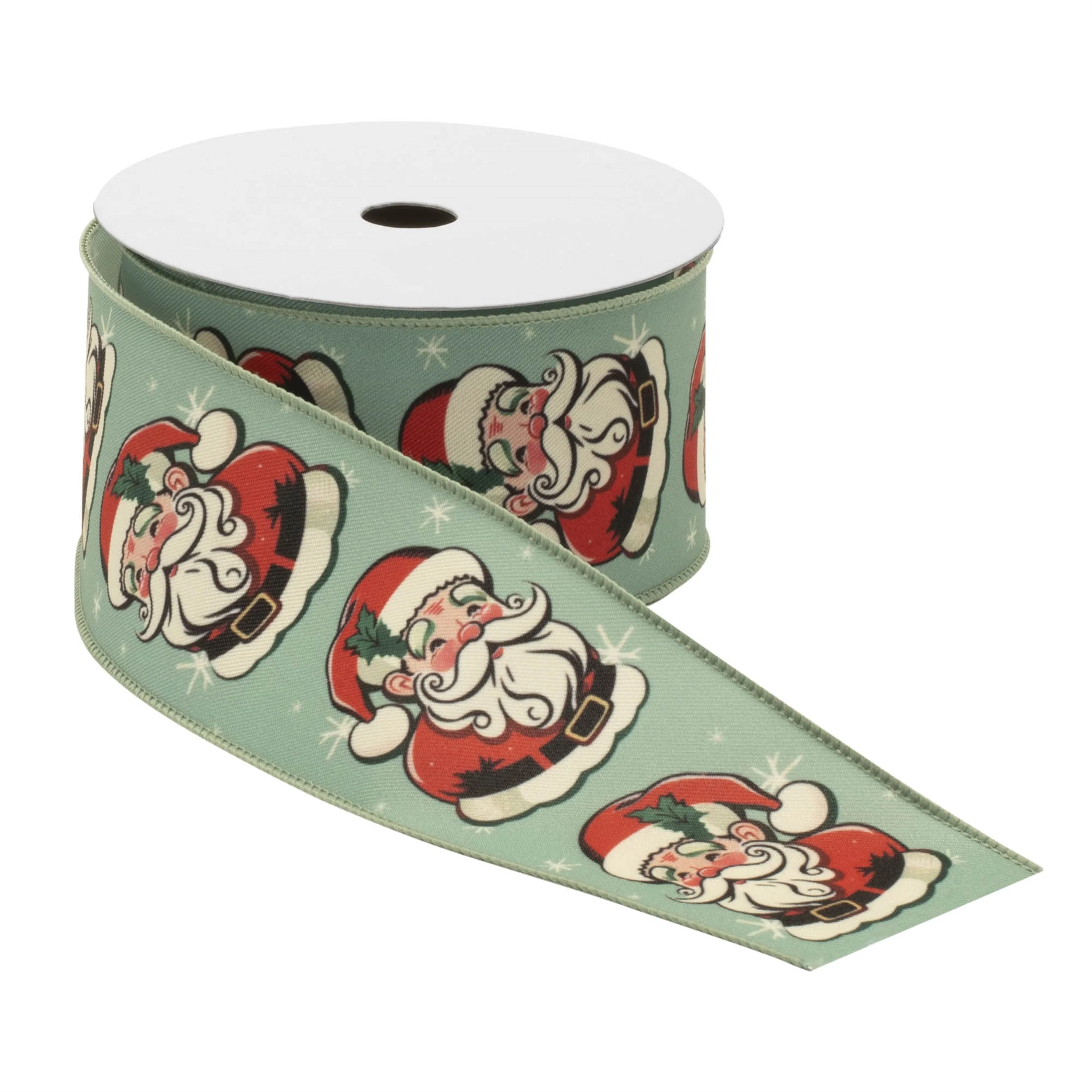 Nostalgic Santa Print Wired Ribbon (Set of 2) - Image 2