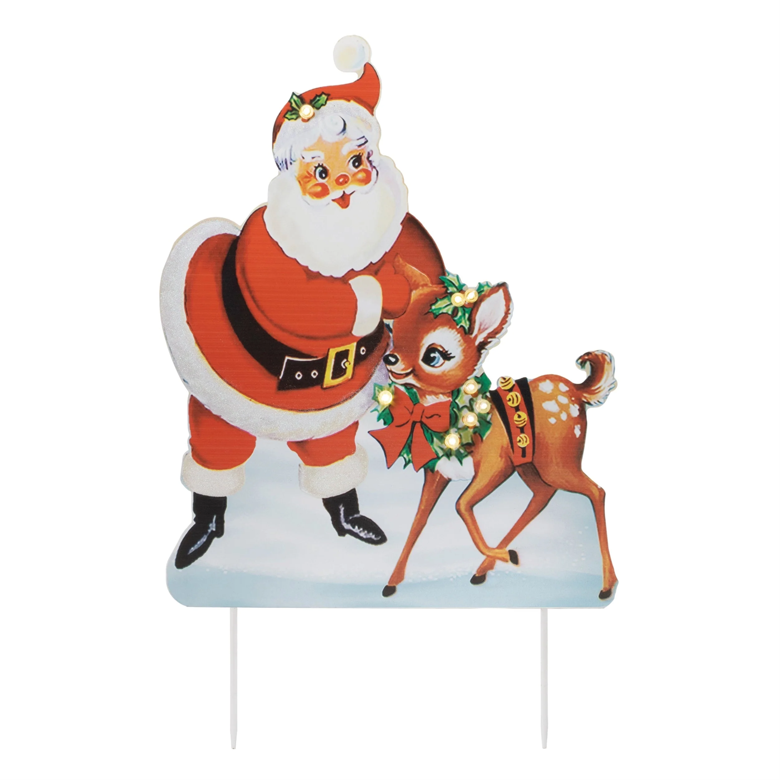 Nostalgic Santa with Deer LED Display 24"H - Image 2