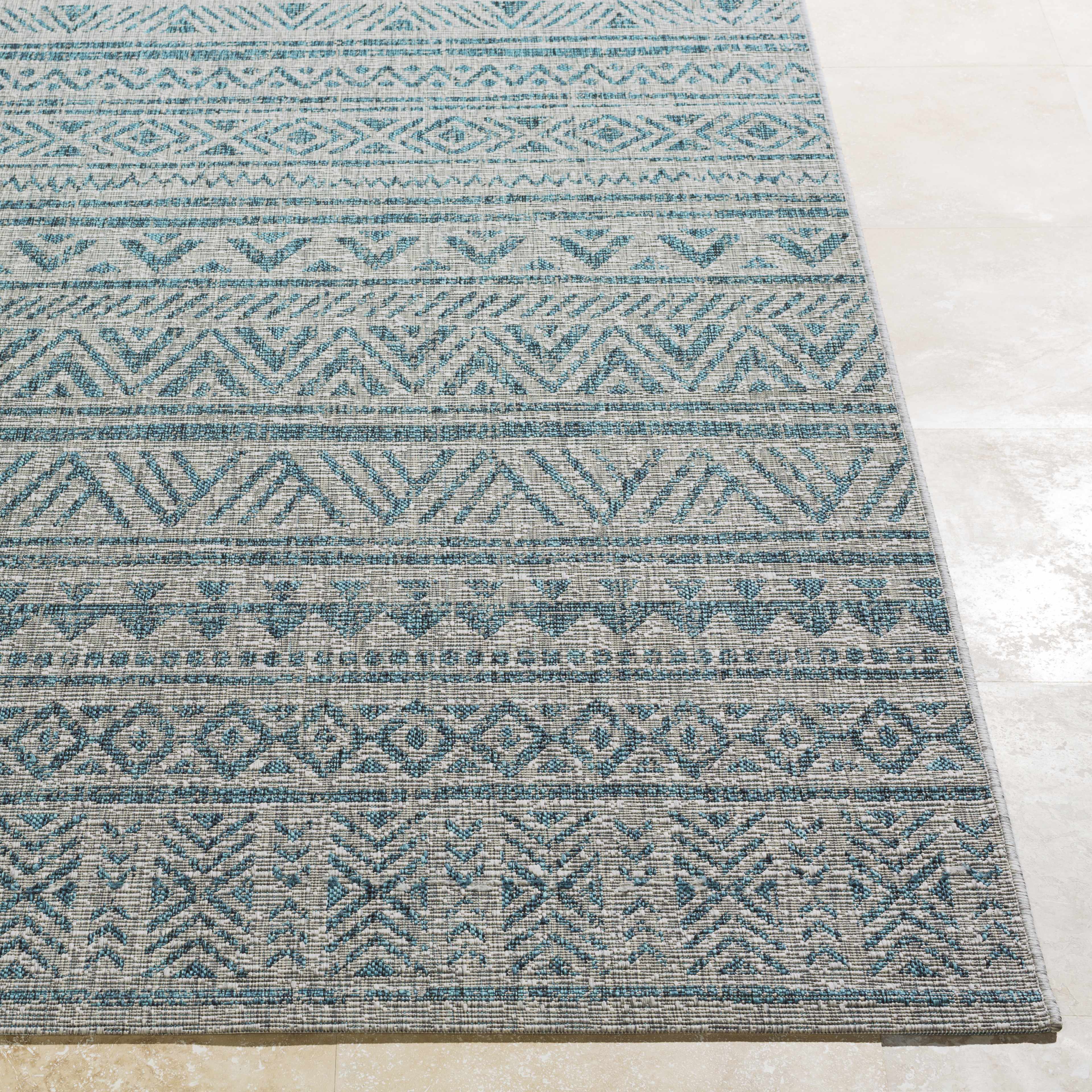 Novato Aqua All Over Pattern Performance Rug - Image 14