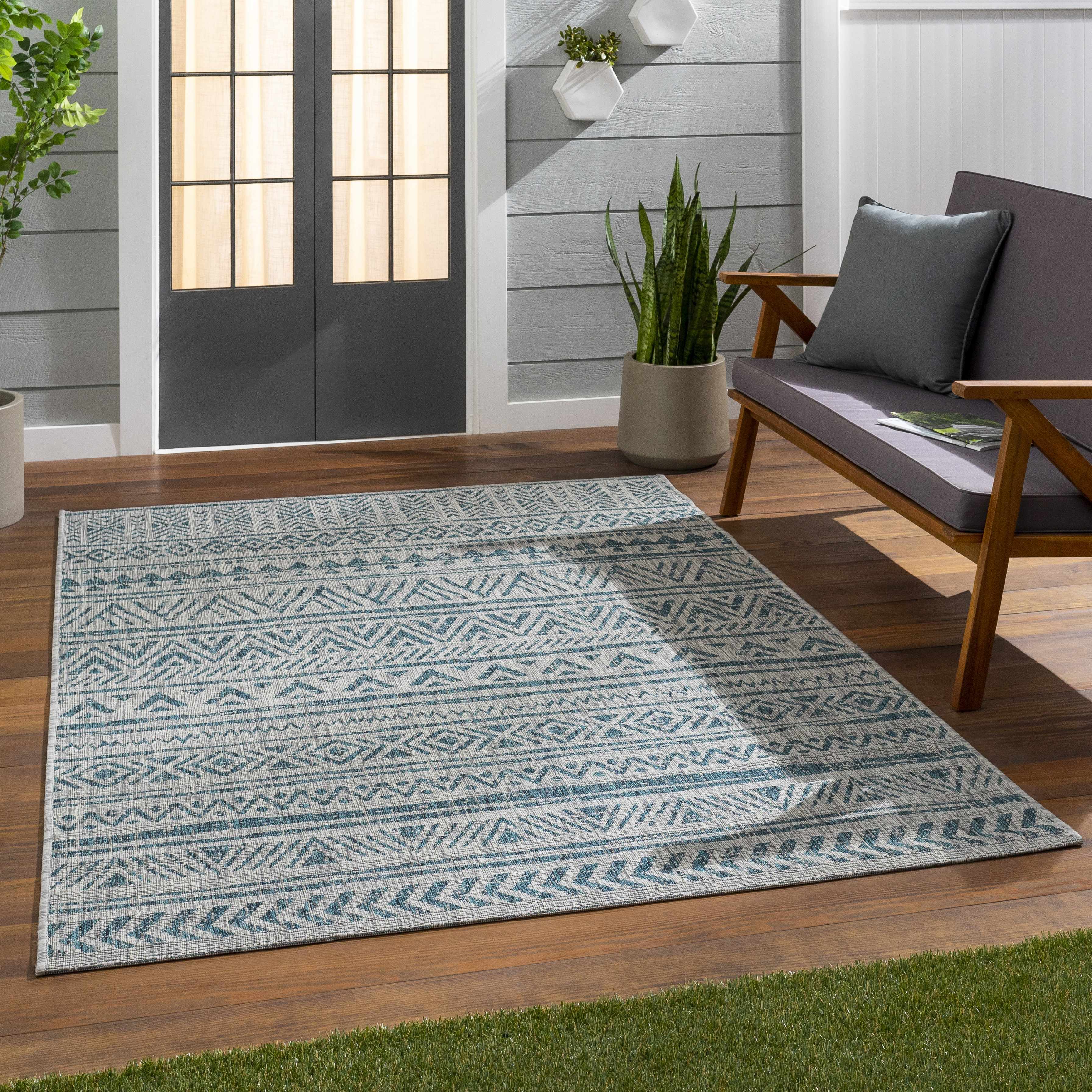 Novato Aqua All Over Pattern Performance Rug - Image 17