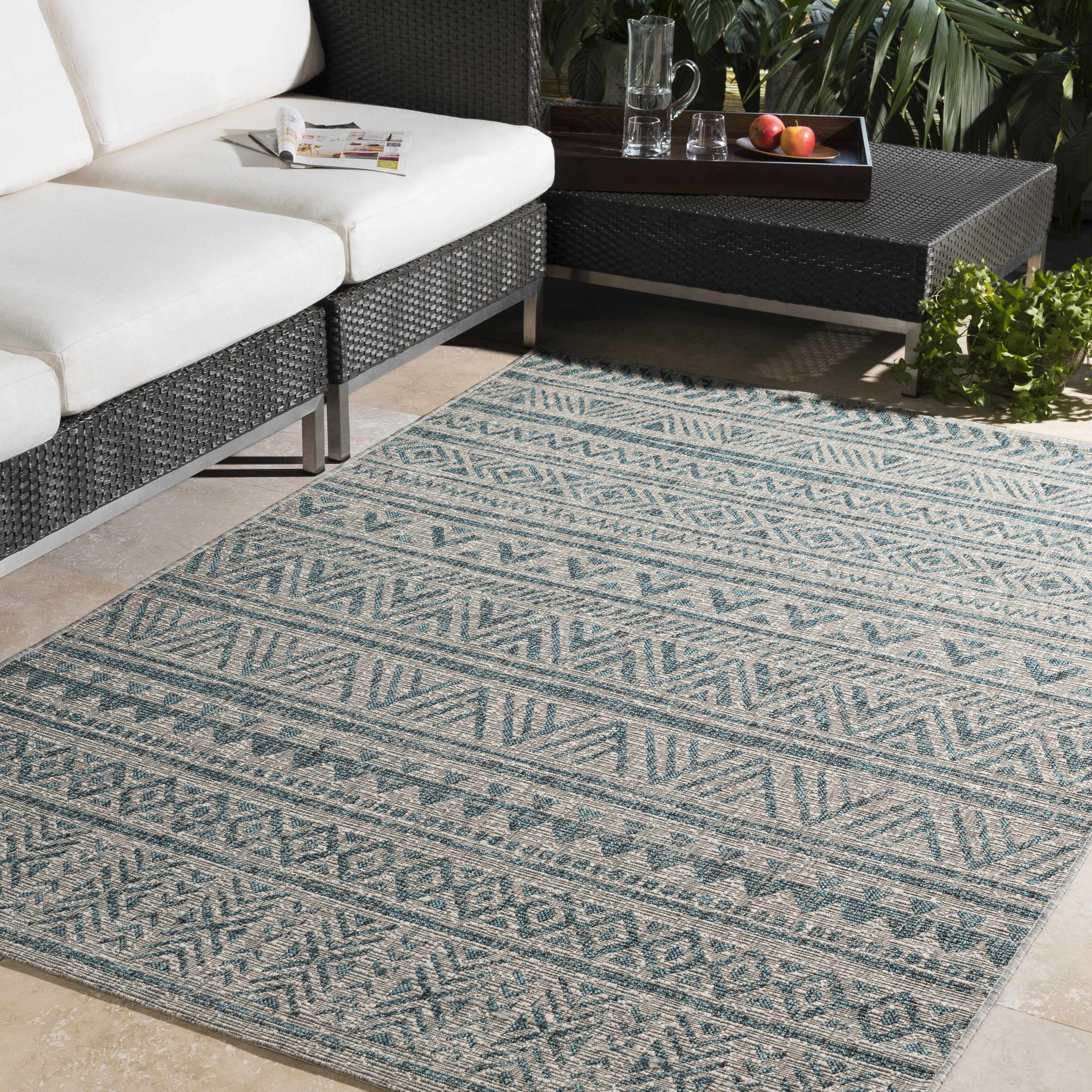 Novato Aqua All Over Pattern Performance Rug - Image 2