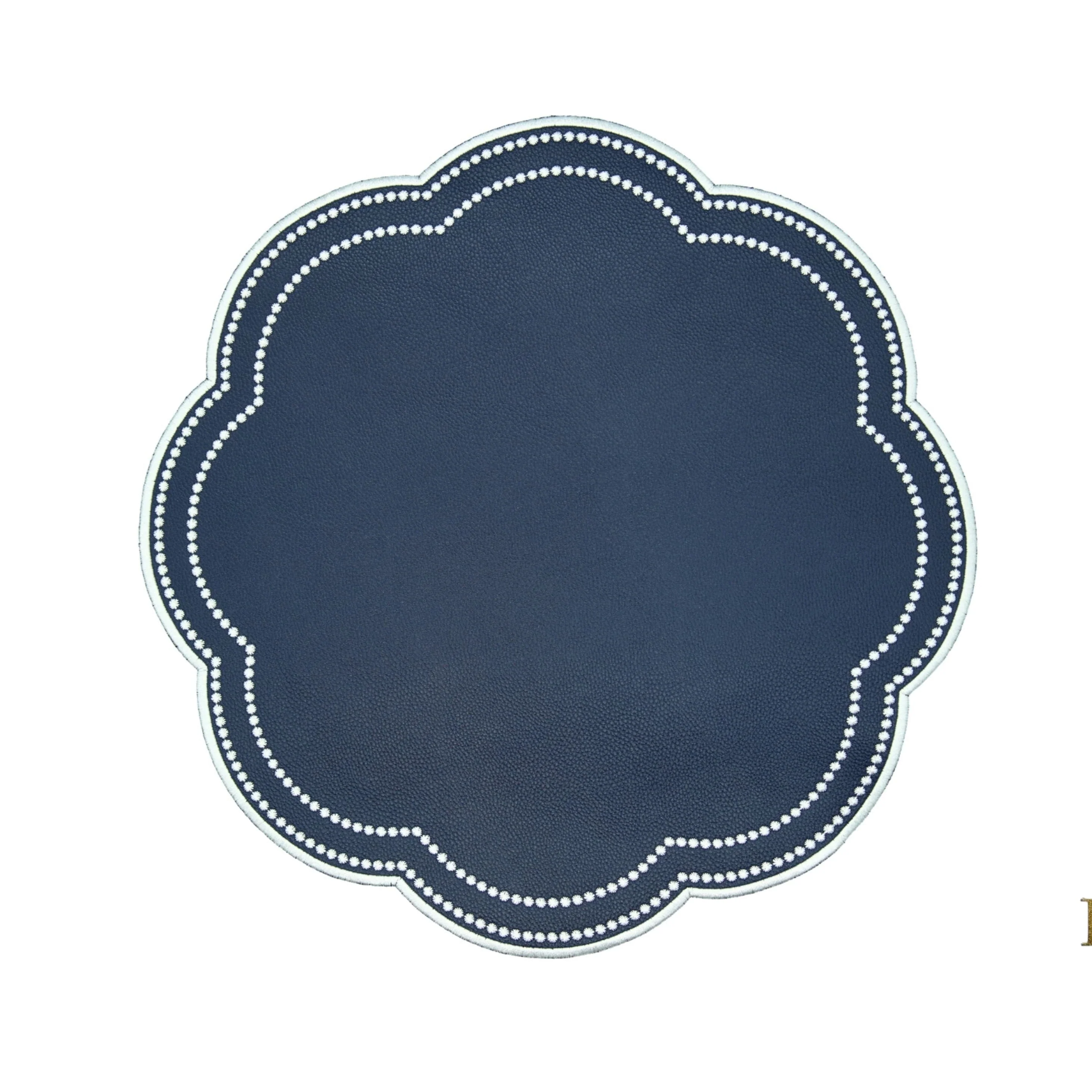 NURTURE BLUE SCALLOPED FAUX LEATHER PLACEMAT - Image 2