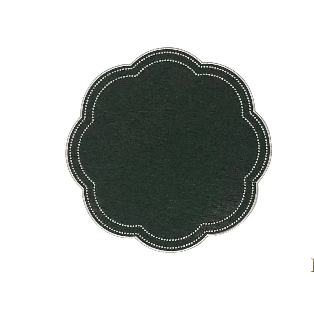 NURTURE DARK GREEN SCALLOPED FAUX LEATHER PLACEMAT - Image 2