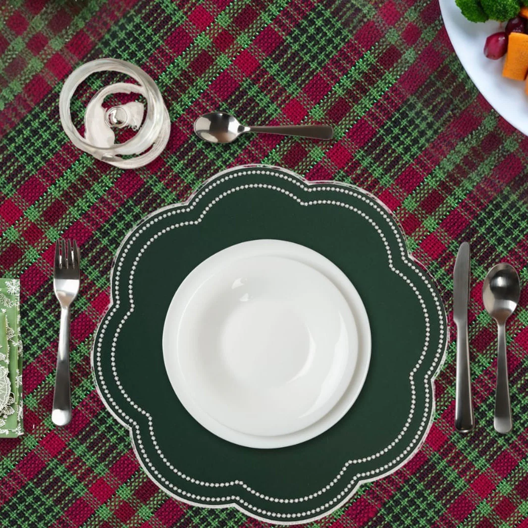 NURTURE DARK GREEN SCALLOPED FAUX LEATHER PLACEMAT - Image 6