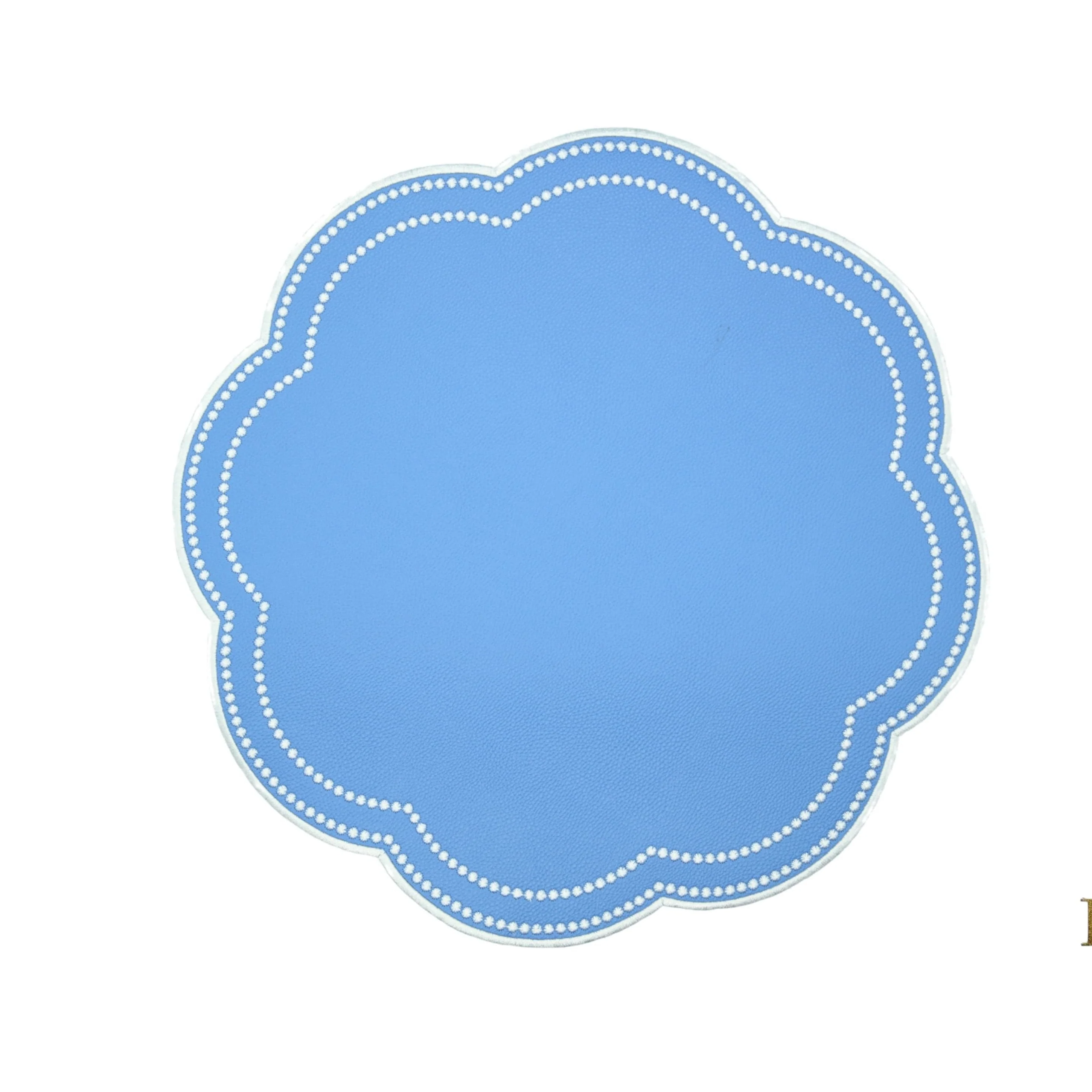 Nurture Light Blue Scalloped Faux Leather Placemat - Image 2