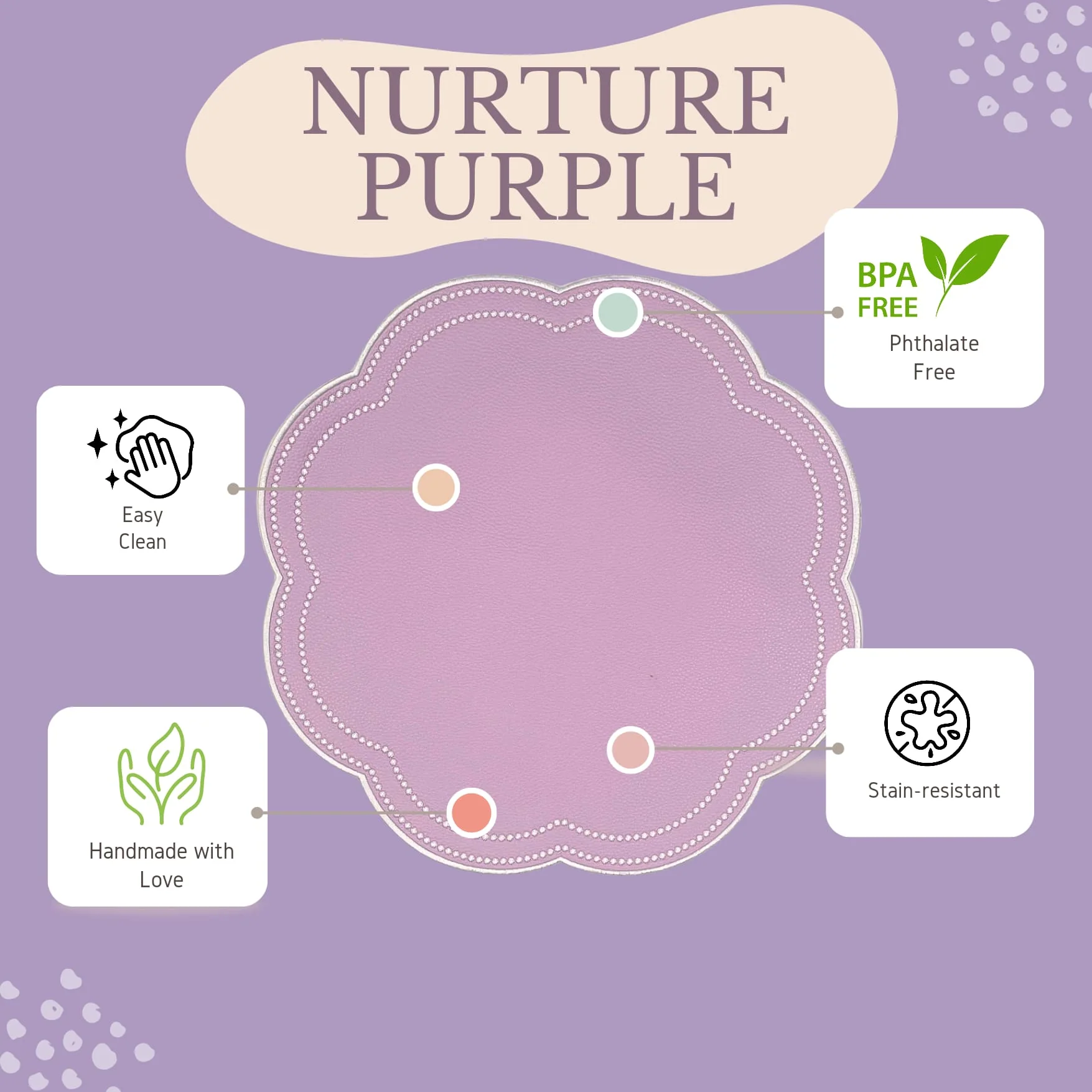 Nurture Purple Scalloped Faux Leather Placemat - Image 10