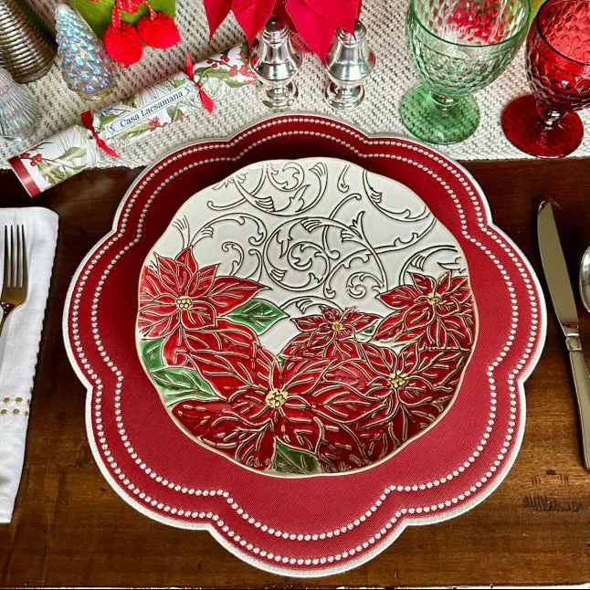 NURTURE RED SCALLOPED FAUX LEATHER PLACEMAT - Image 7