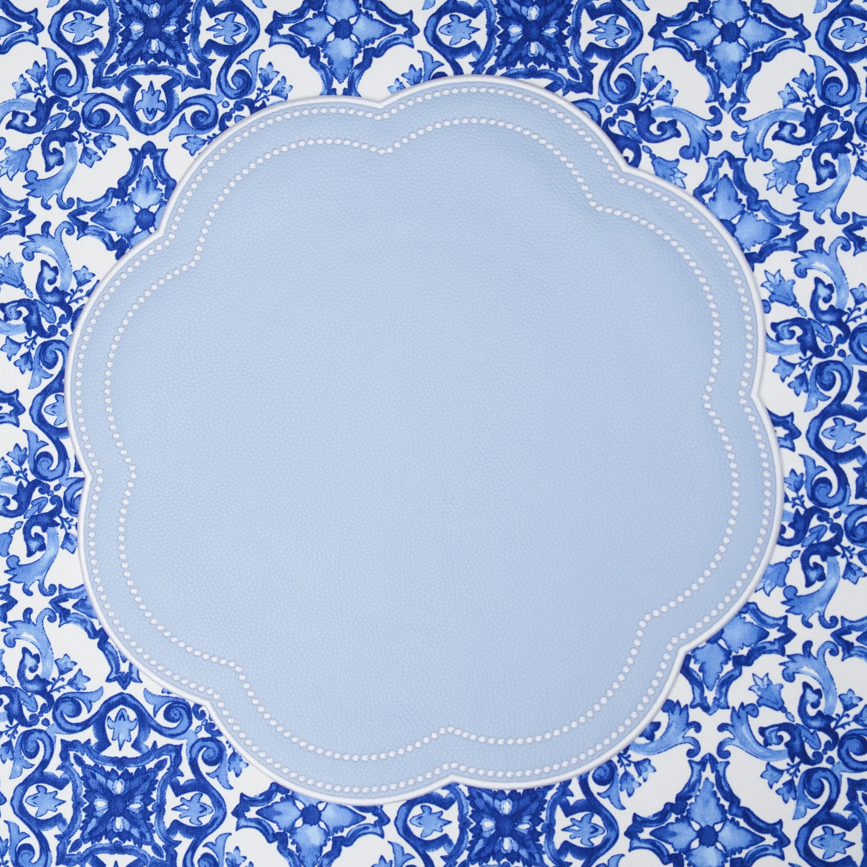 NURTURE SKY BLUE SCALLOPED FAUX LEATHER PLACEMAT - Image 5