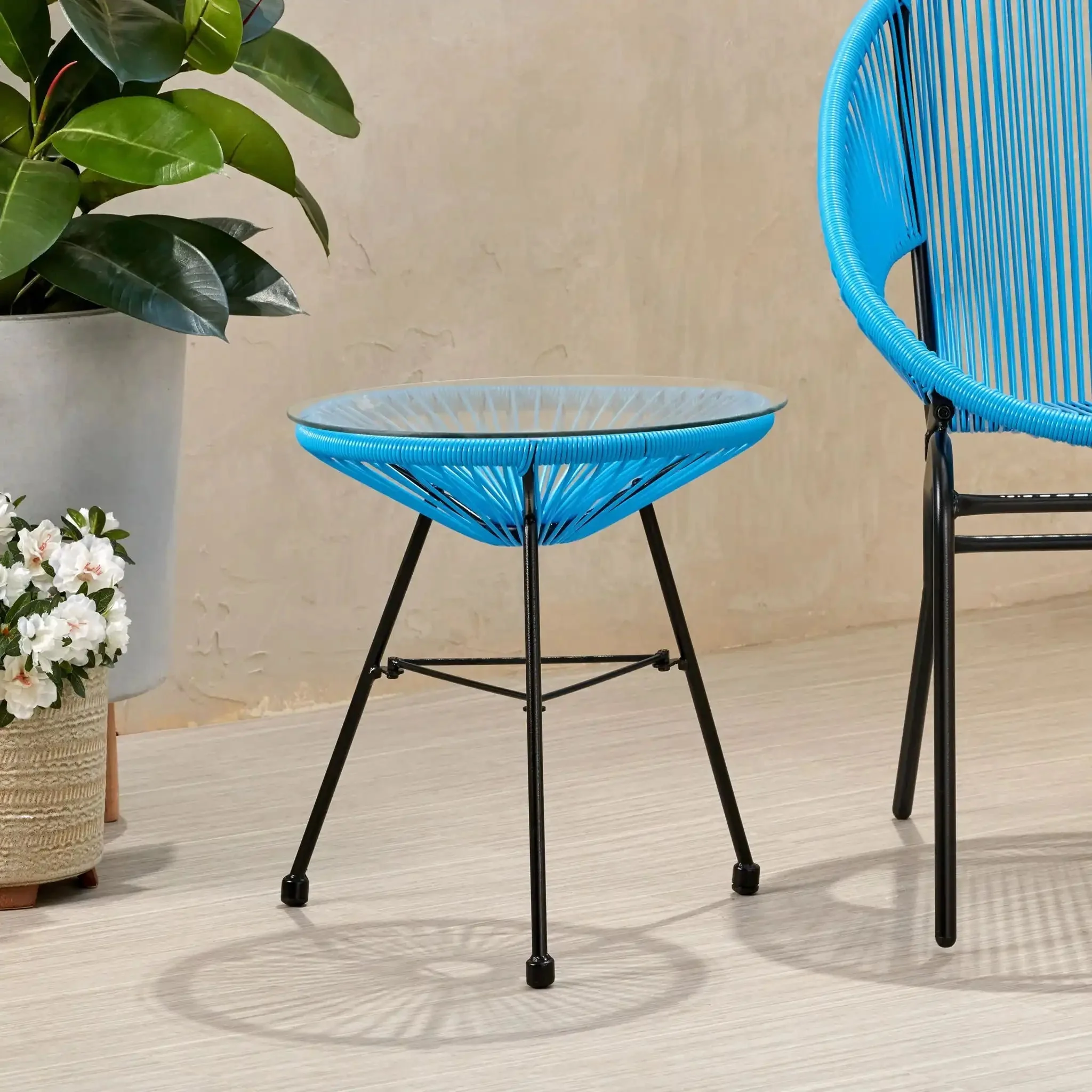 Nusa - Modern Rattan Side Table With Tempered Glass Top - Image 10