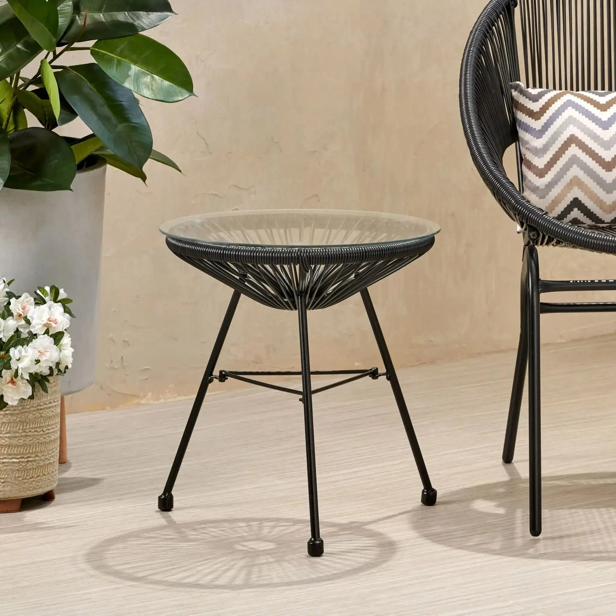 Nusa - Modern Rattan Side Table With Tempered Glass Top - Image 11