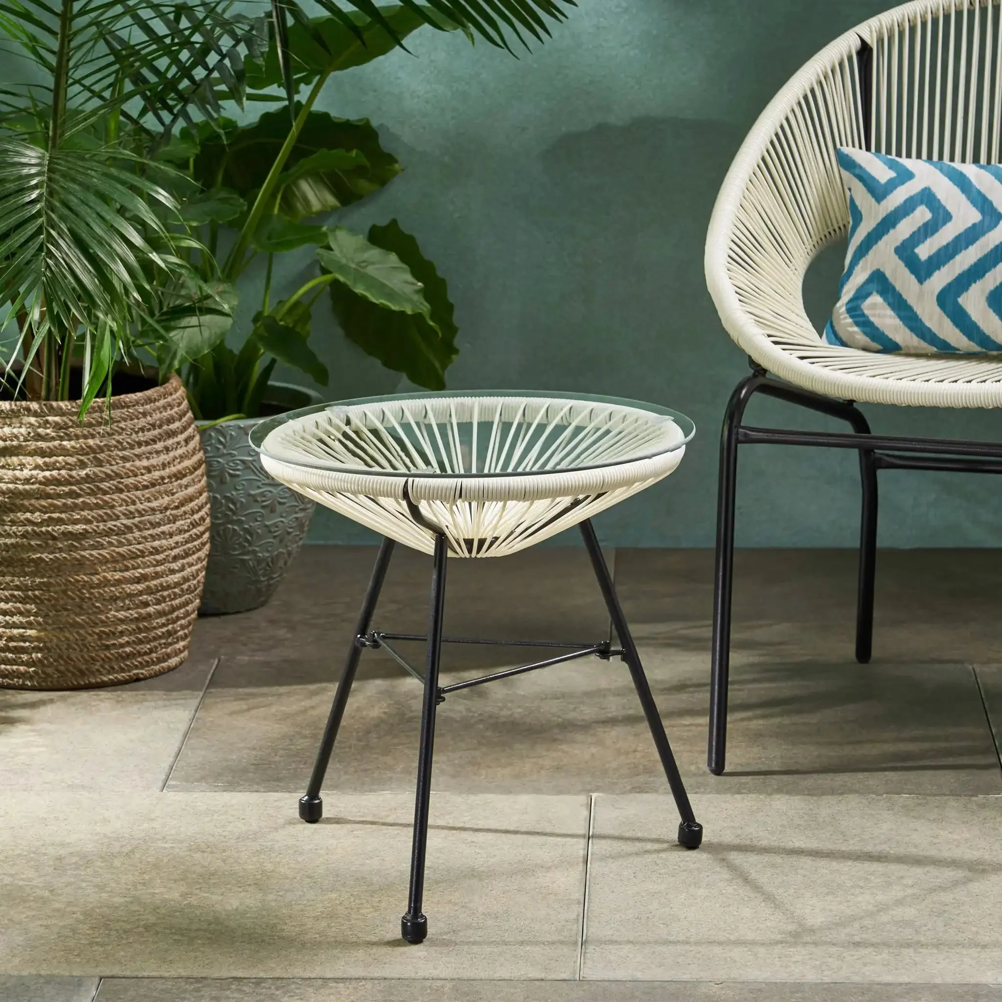 Nusa - Modern Rattan Side Table With Tempered Glass Top - Image 12