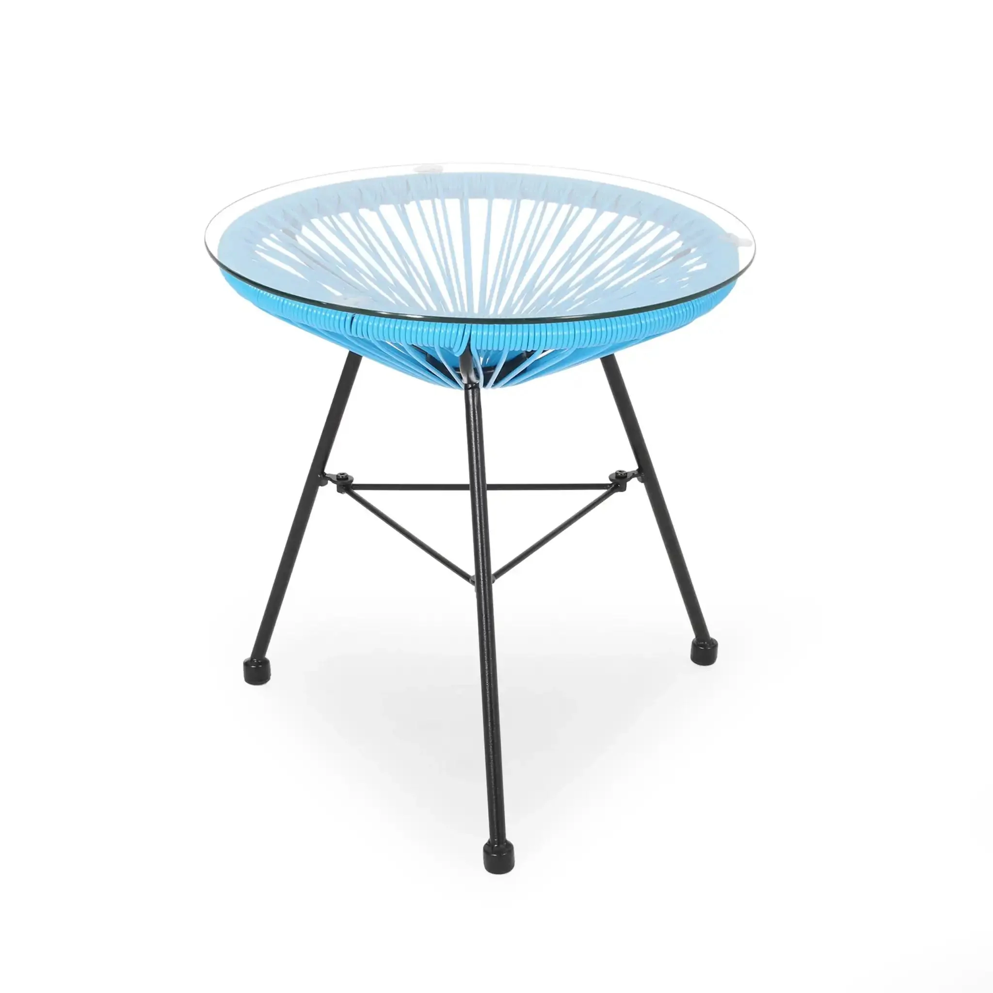 Nusa - Modern Rattan Side Table With Tempered Glass Top - Image 3
