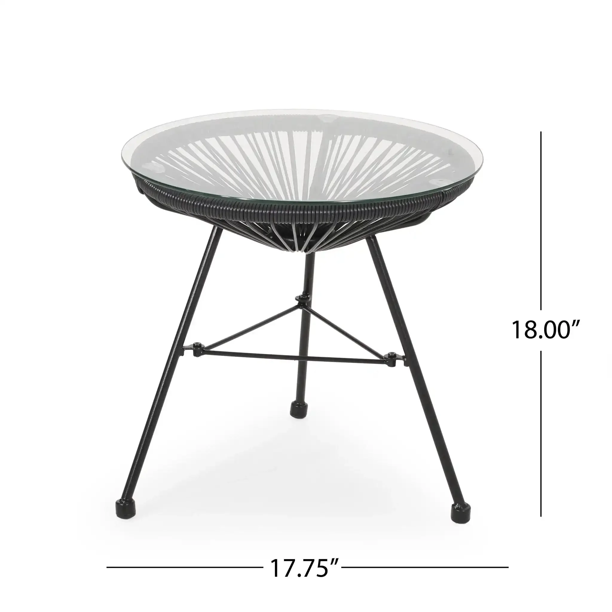 Nusa - Modern Rattan Side Table With Tempered Glass Top - Image 4
