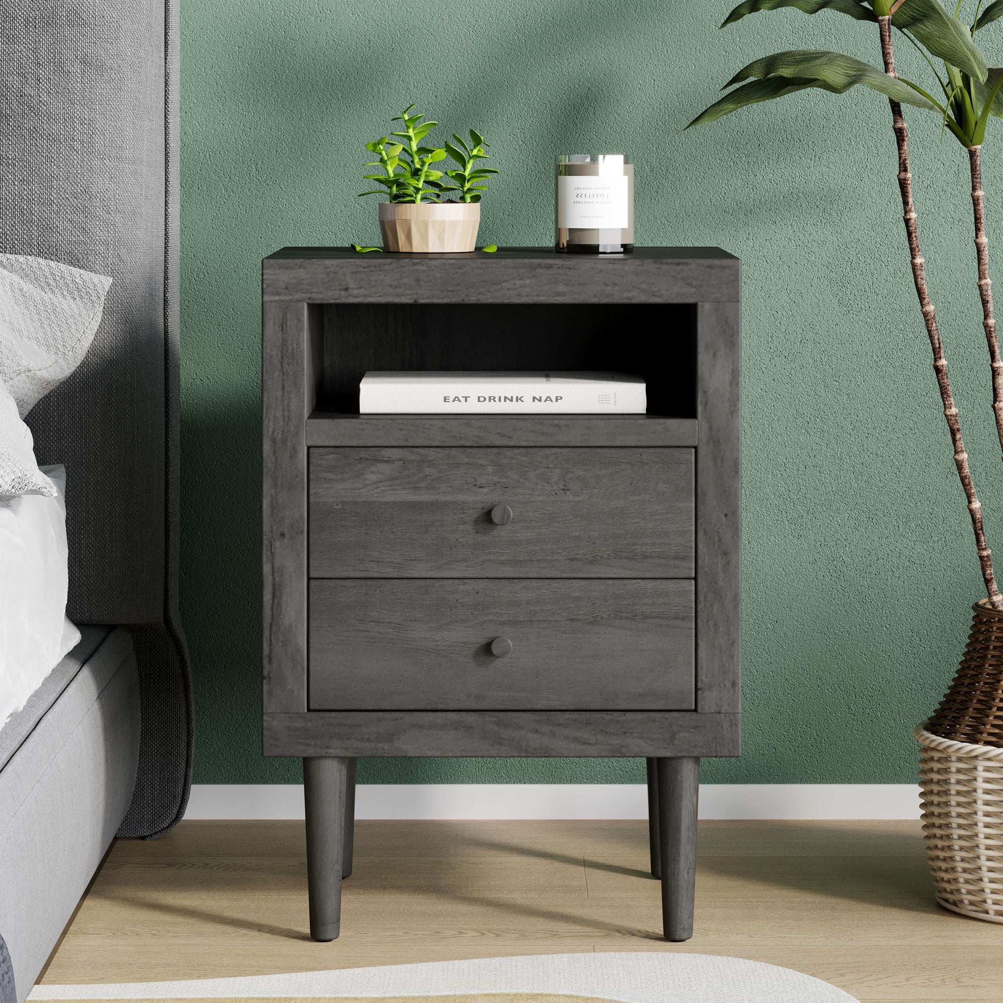 Nystrom - Mid Century Modern 2 Drawer Nightstand - Image 4