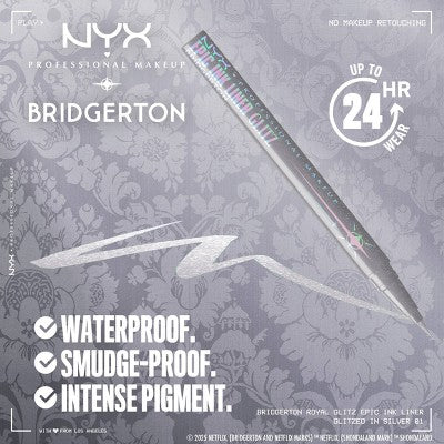 NYX Professional Makeup Bridgerton Royal Epic Ink Glitz Waterproof Metallic Eyeliner Glitzed In Silver 0.03 fl oz - Imperfect Box - Image 3