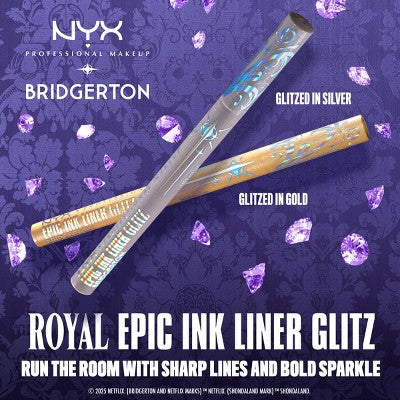 NYX Professional Makeup Bridgerton Royal Epic Ink Glitz Waterproof Metallic Eyeliner Glitzed In Silver 0.03 fl oz - Imperfect Box - Image 5