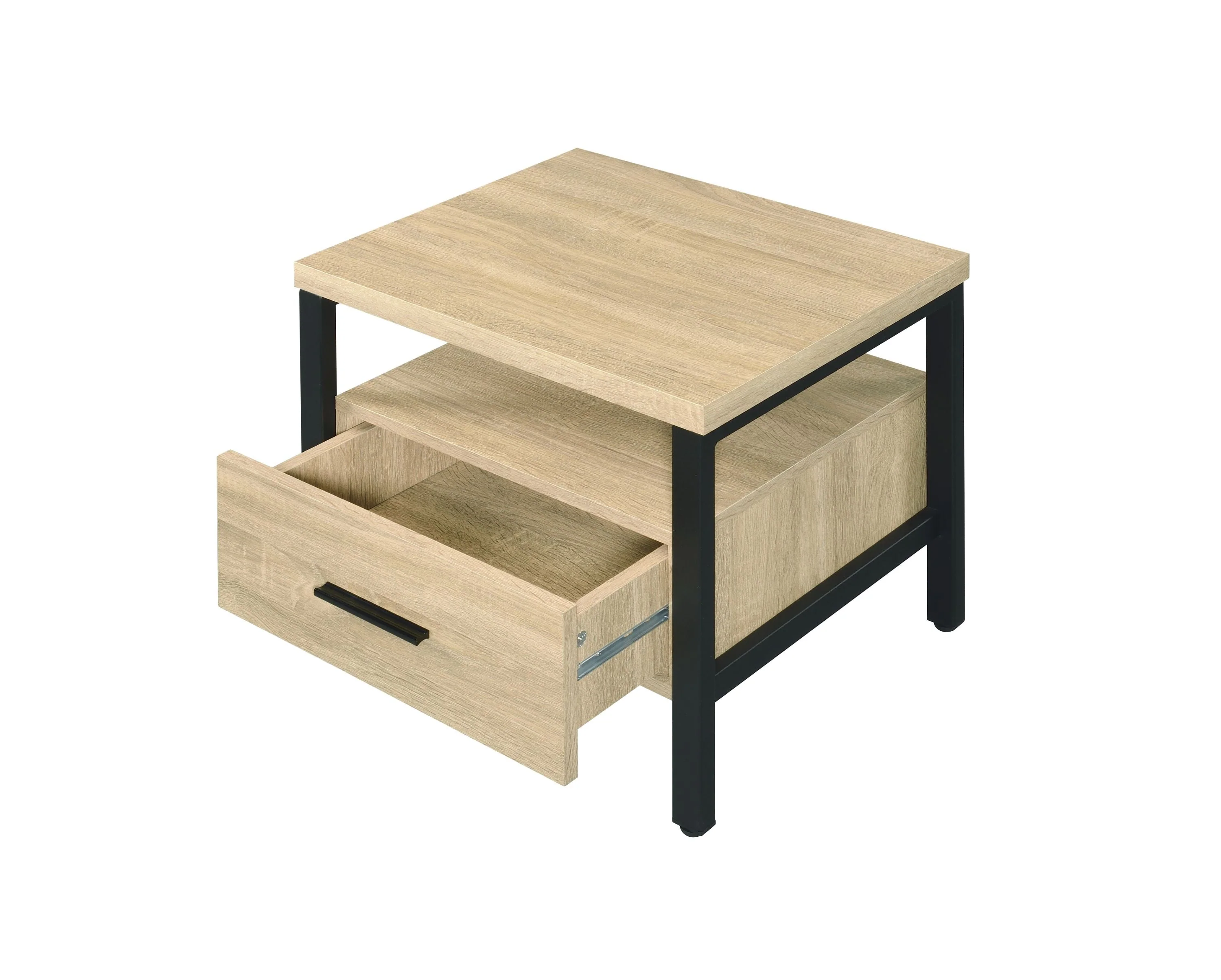 Oak Finish Nightstand with 1 Drawer and 1 Shelf - Image 3