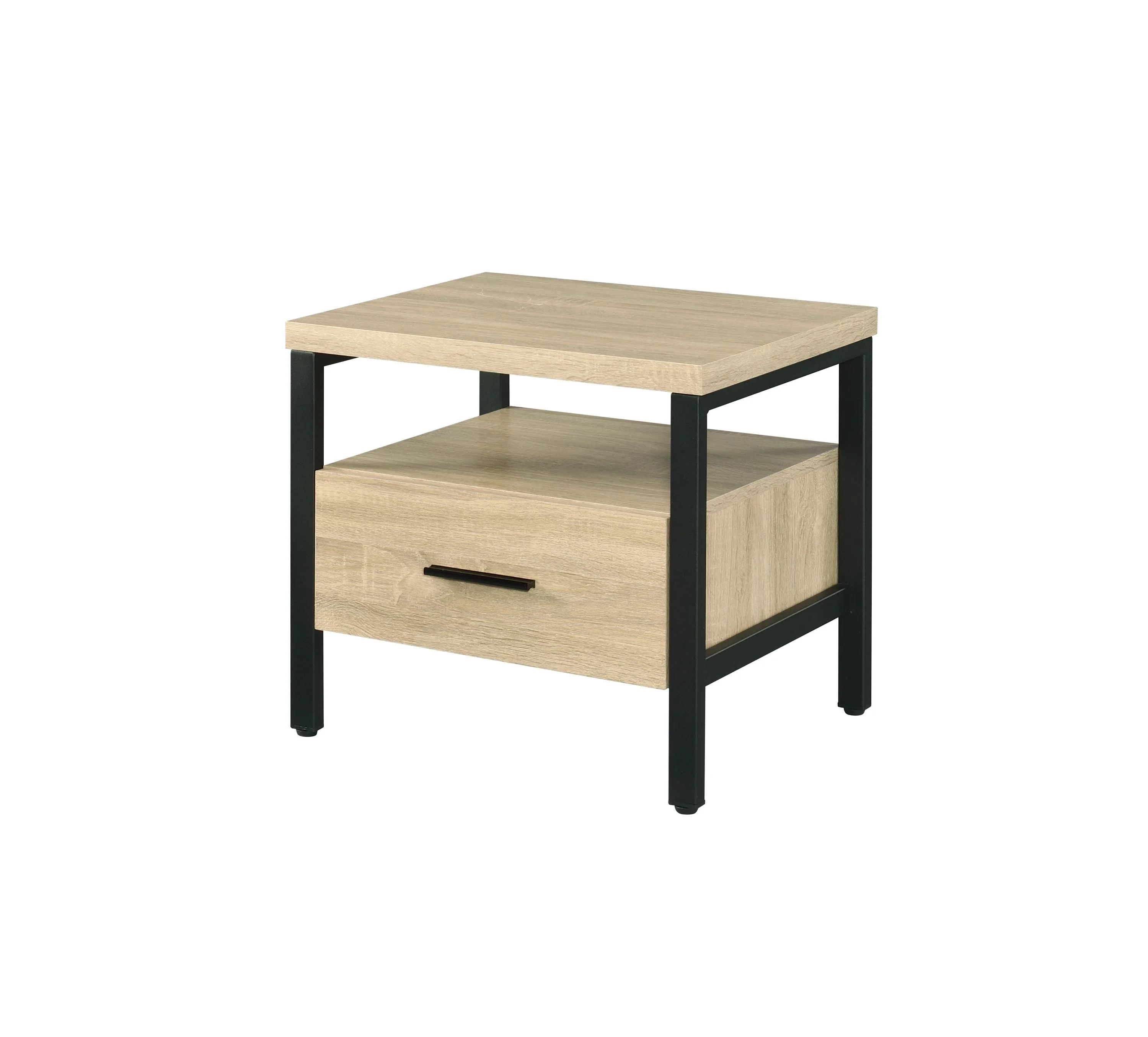 Oak Finish Nightstand with 1 Drawer and 1 Shelf - Image 4