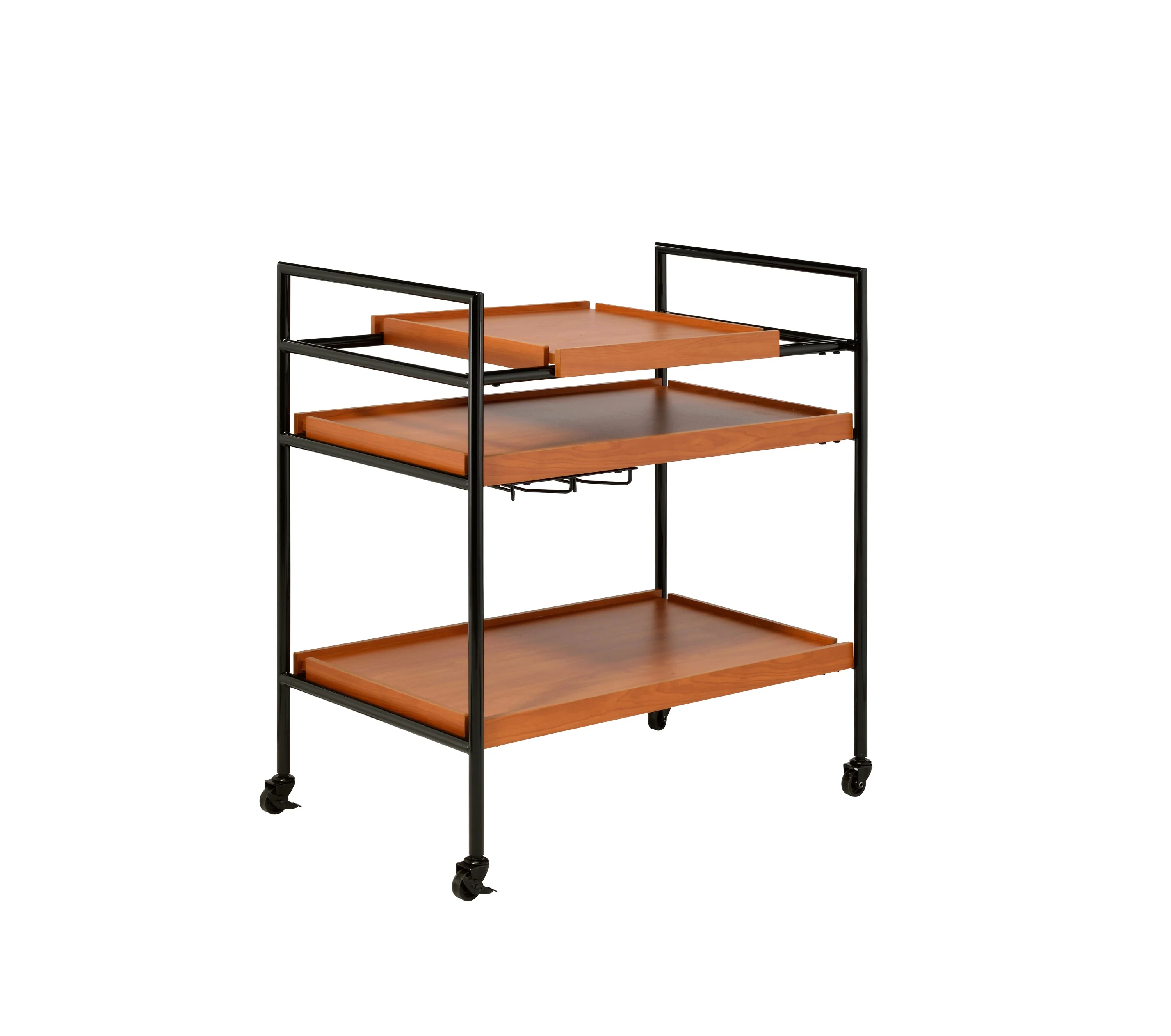 Oaken Honey Oak & Black Finish Serving Cart - Image 5