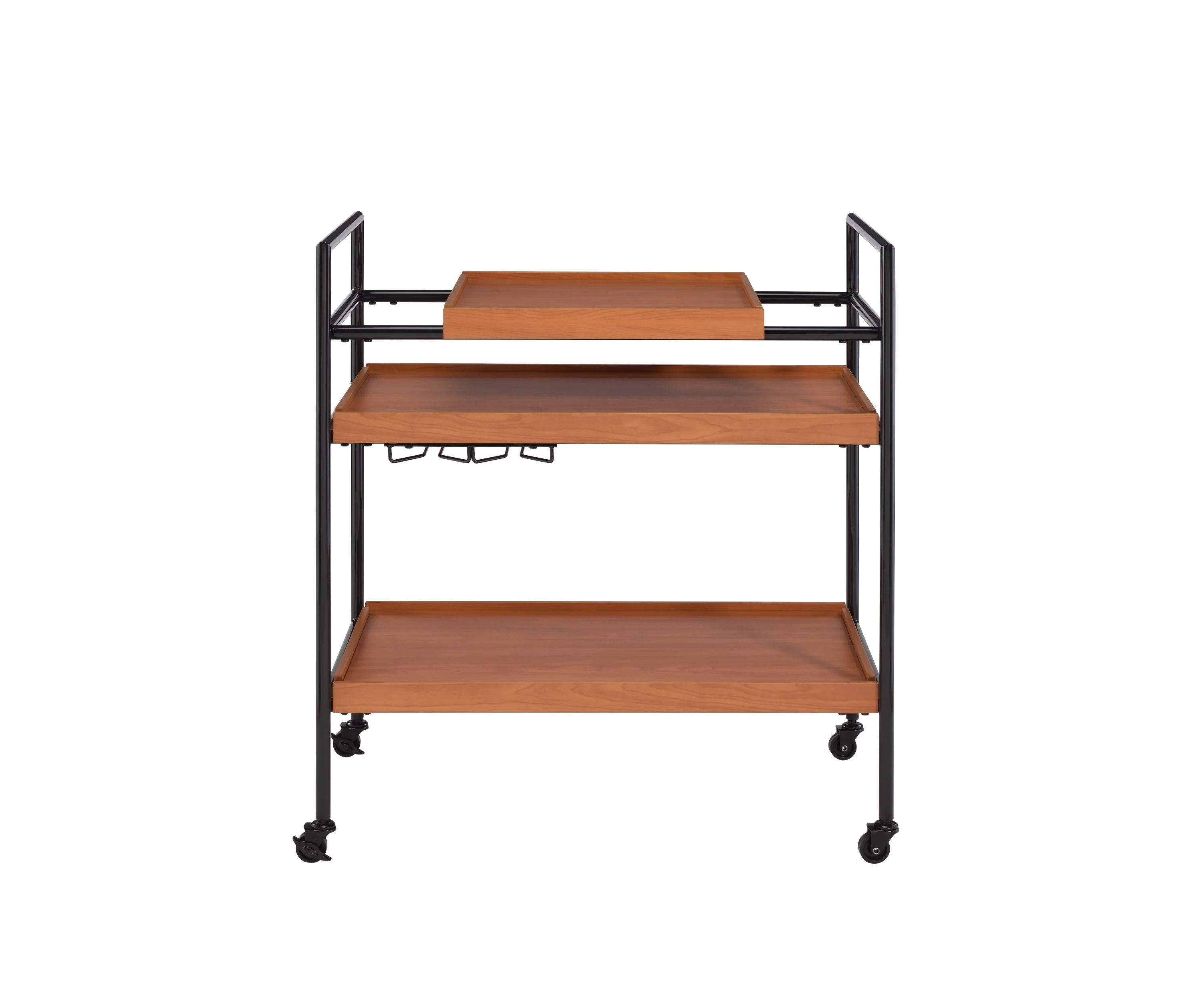 Oaken Honey Oak & Black Finish Serving Cart - Image 6