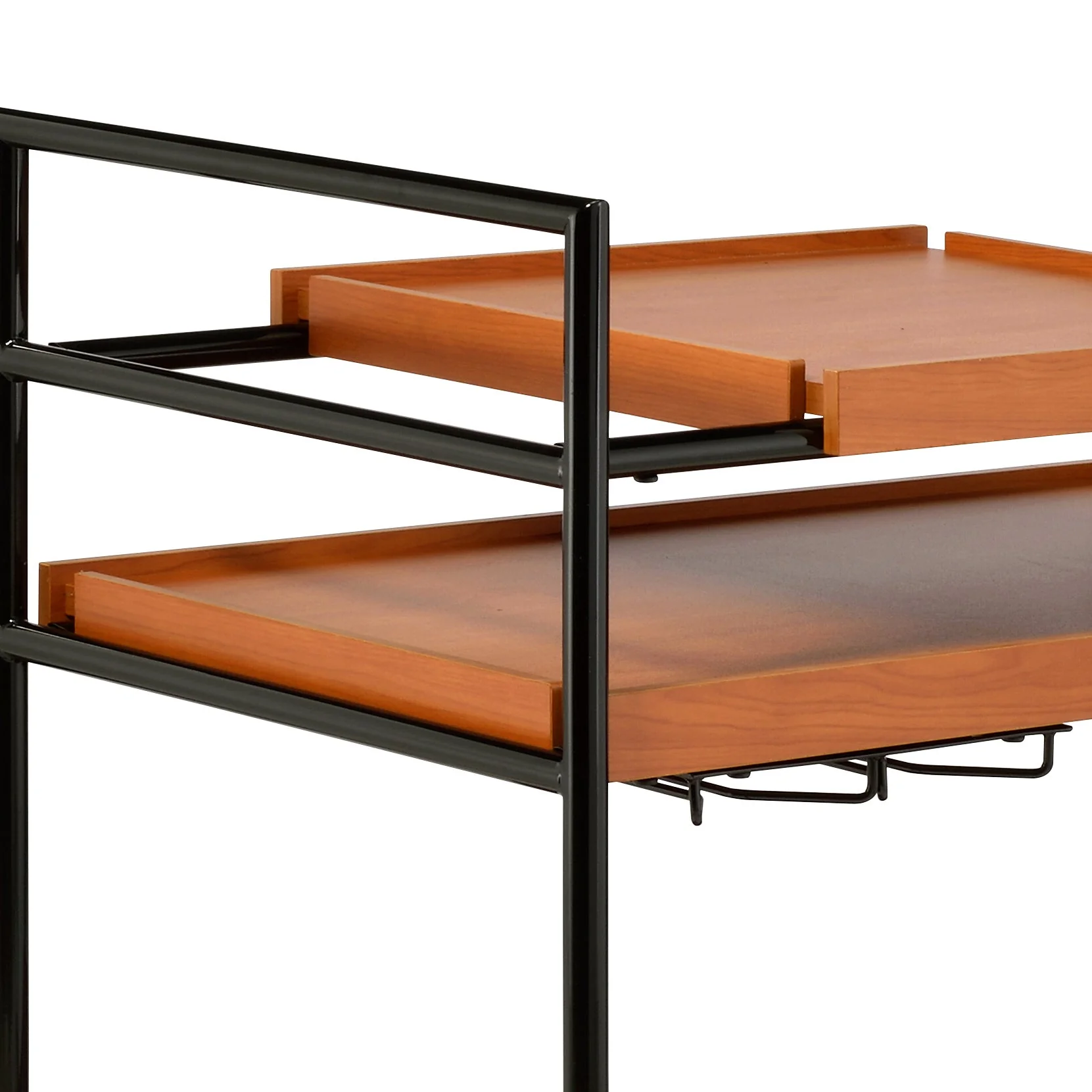 Oaken Honey Oak & Black Finish Serving Cart - Image 7