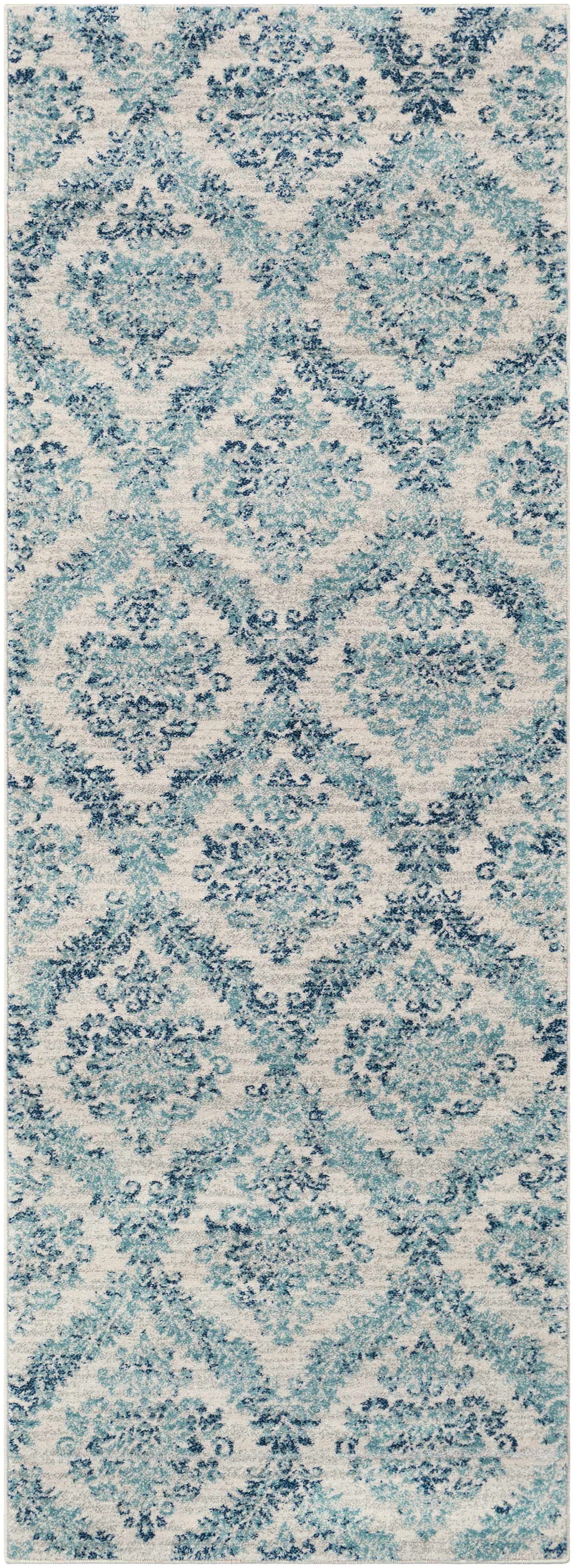 Oaklyn Teal Floral Diamonds Rug - Image 10