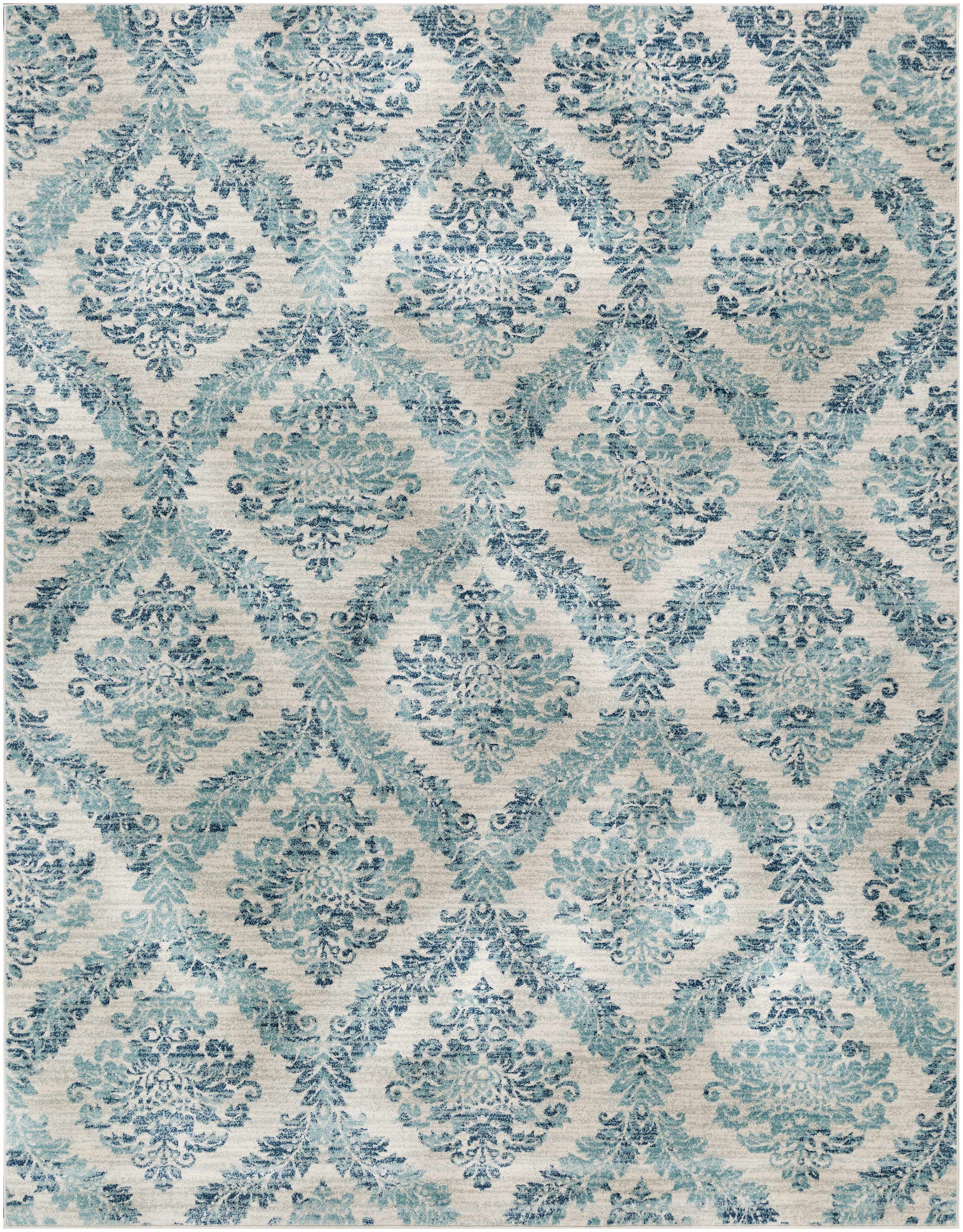 Oaklyn Teal Floral Diamonds Rug - Image 11