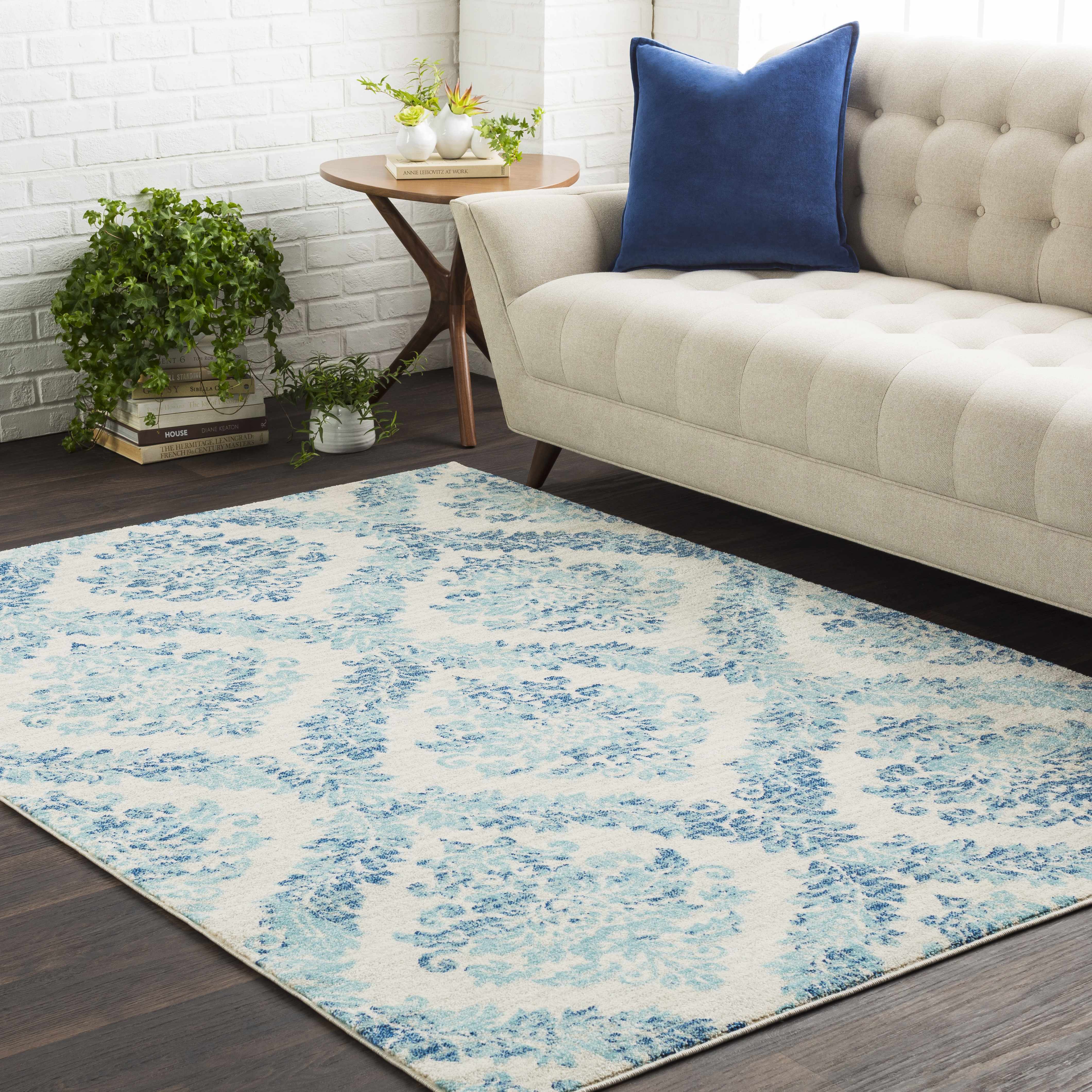 Oaklyn Teal Floral Diamonds Rug - Image 2