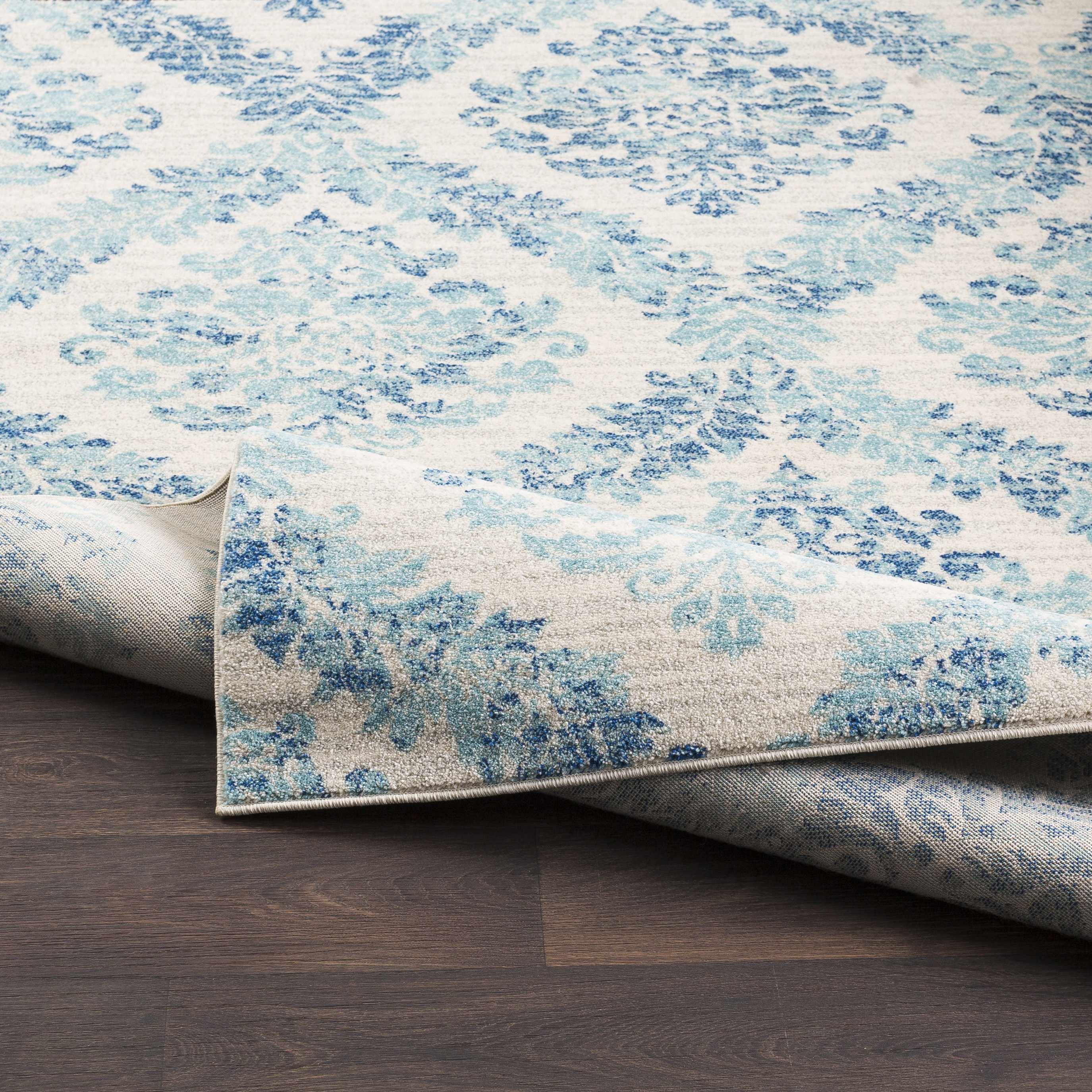 Oaklyn Teal Floral Diamonds Rug - Image 6