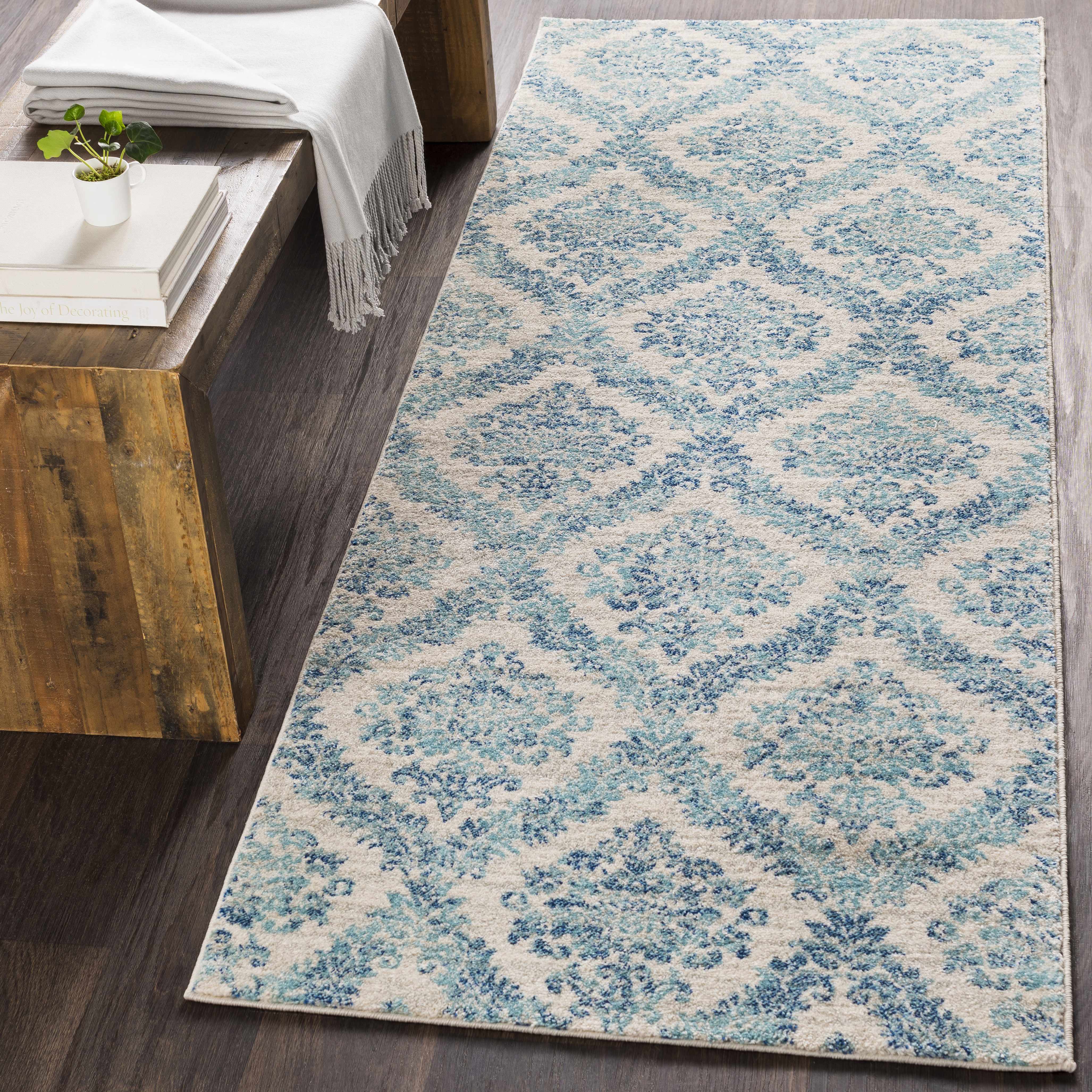 Oaklyn Teal Floral Diamonds Rug - Image 7