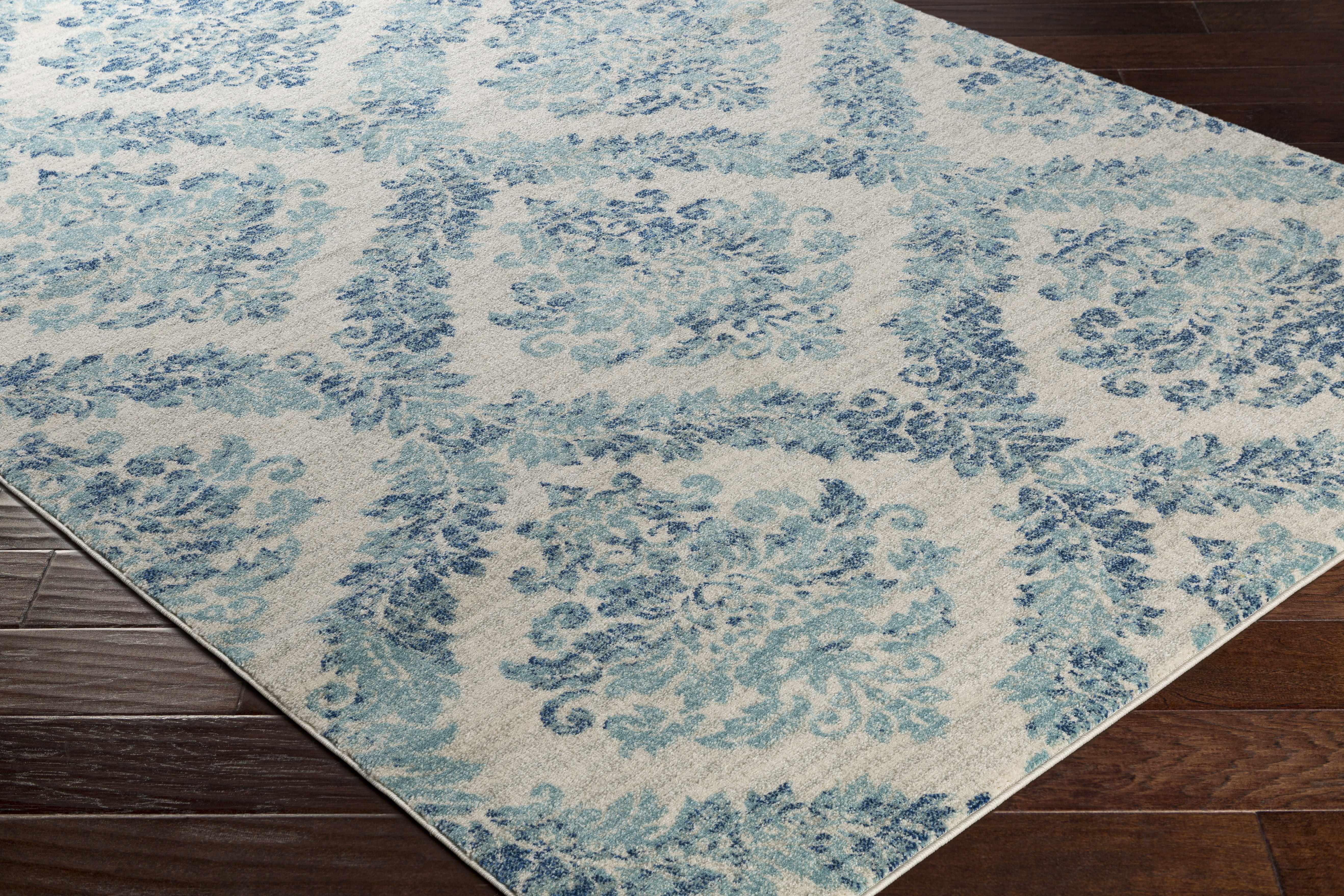 Oaklyn Teal Floral Diamonds Rug - Image 8