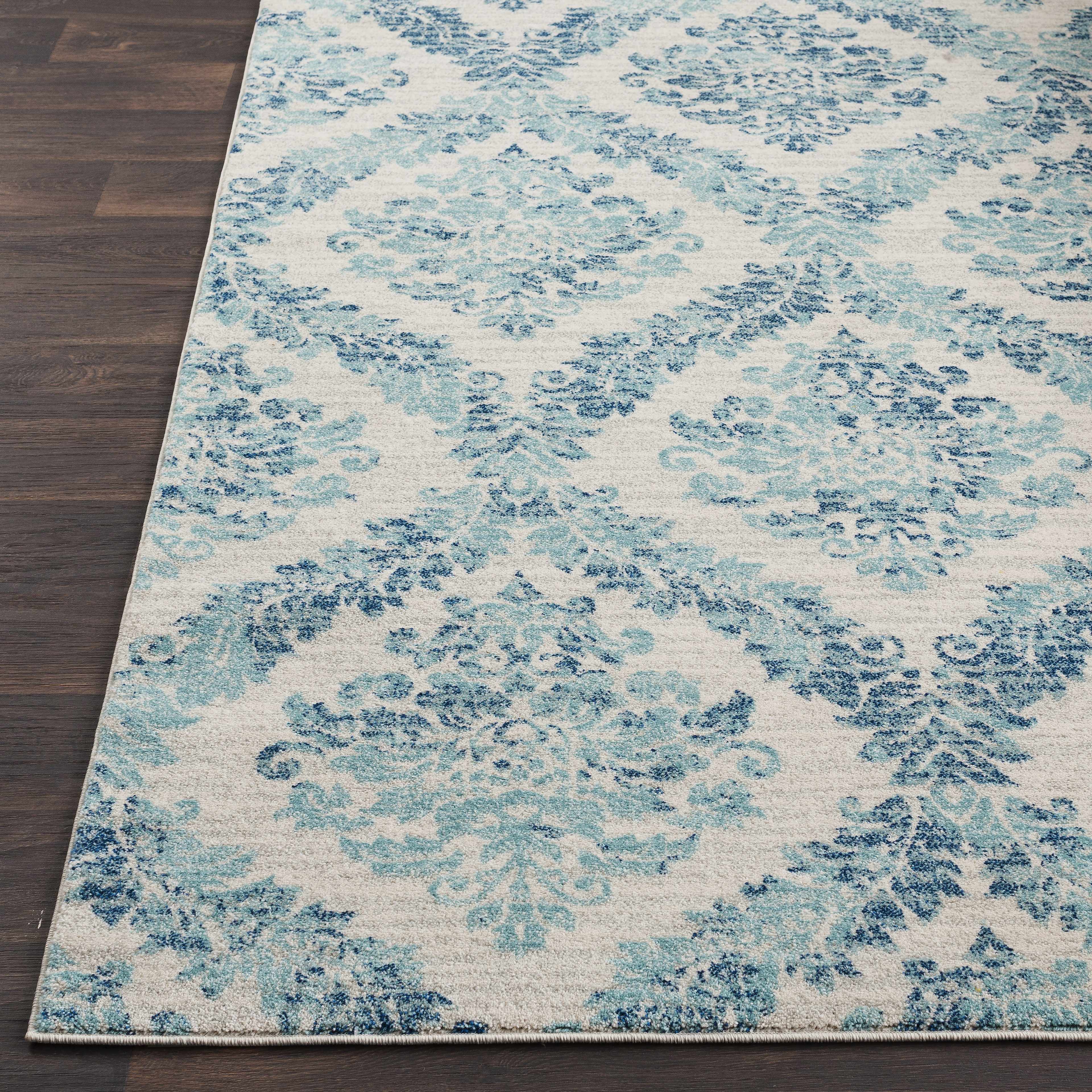 Oaklyn Teal Floral Diamonds Rug - Image 9