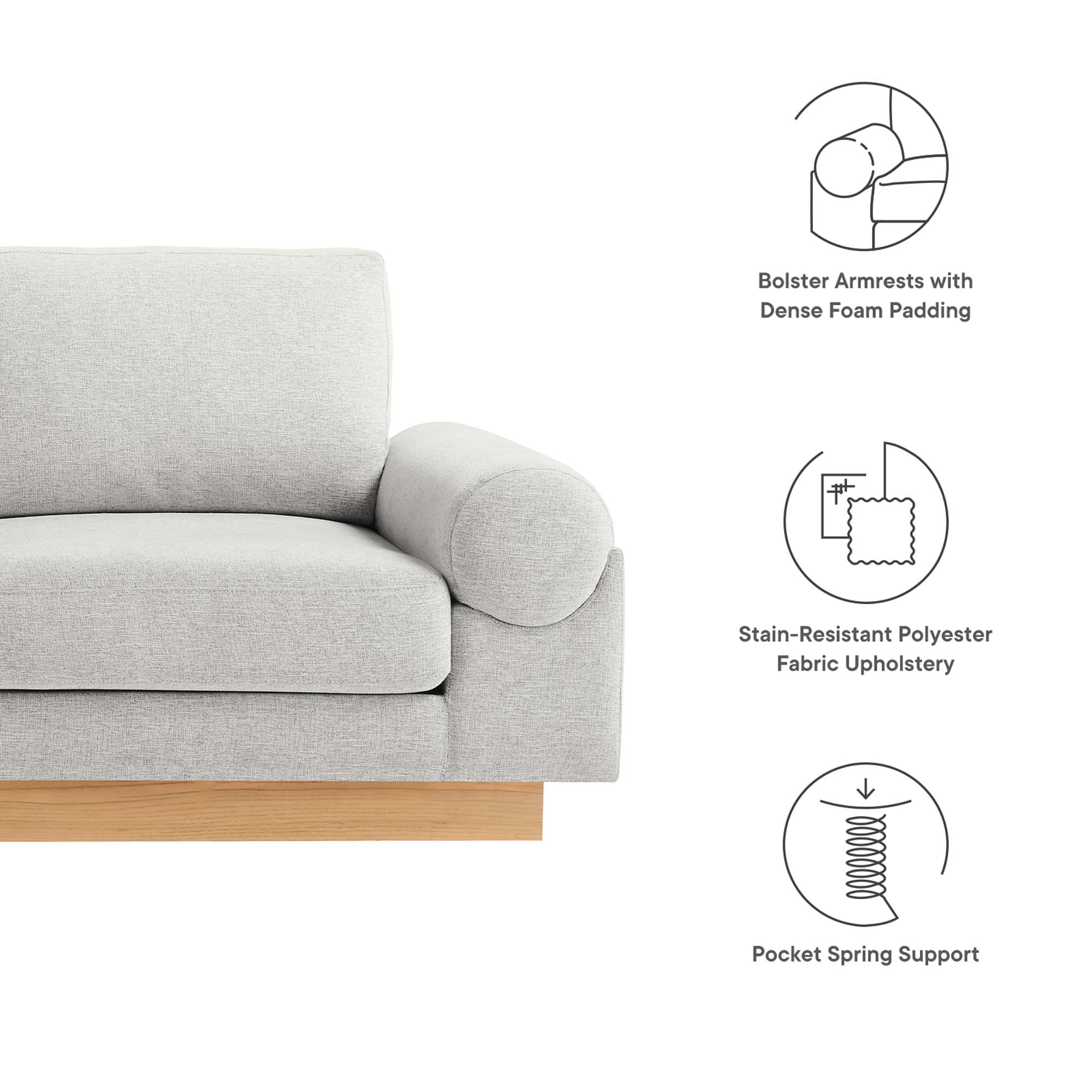 Oasis Upholstered Fabric Sofa by Modway - Image 2