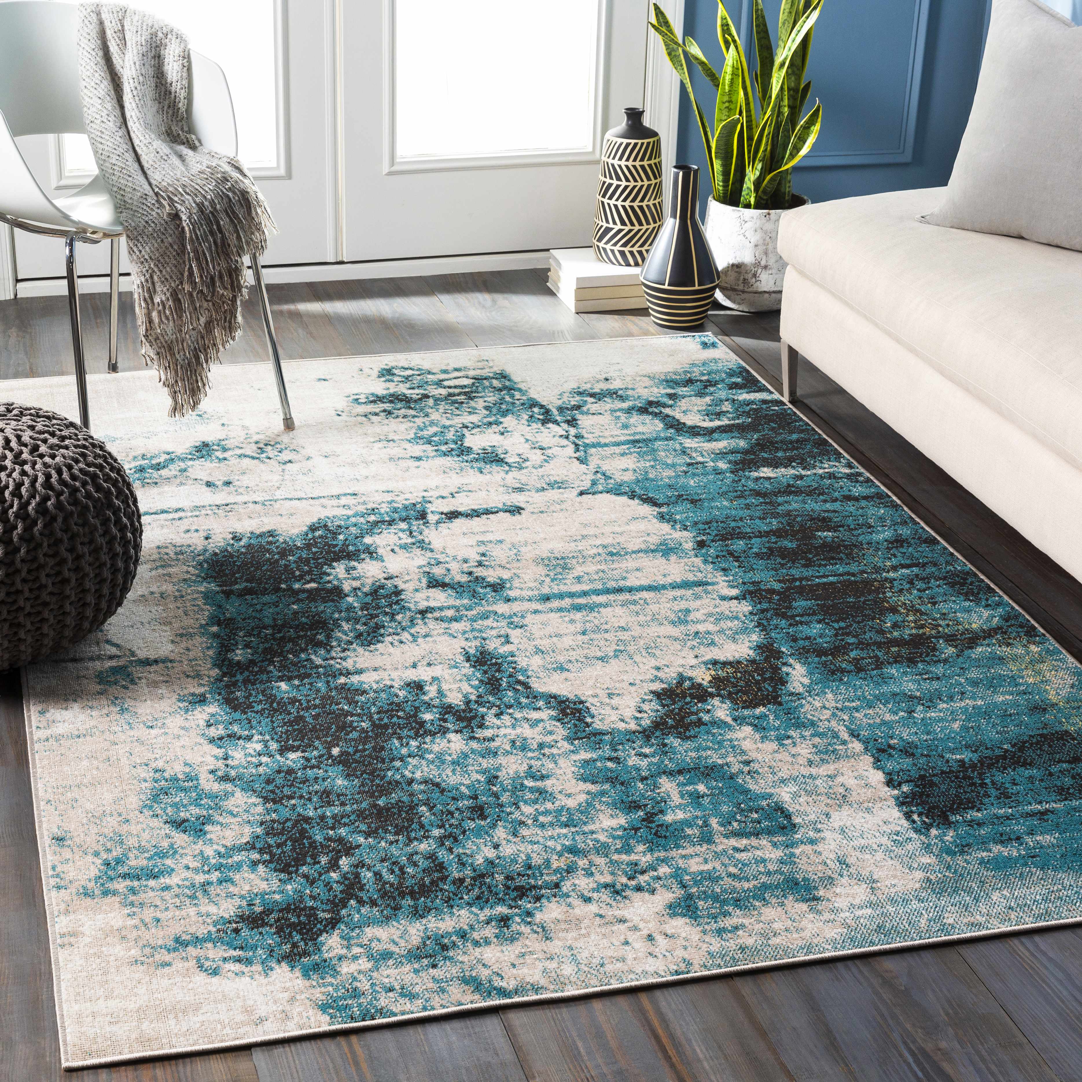 Oatman Abstract Teal Rug - Clearance - Image 2