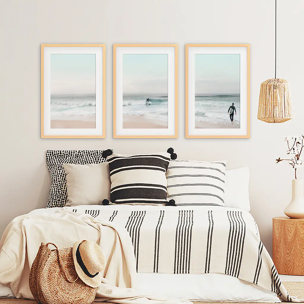 Ocean Beach Surf Prints. Turquoise and Pink Tones Wall Art - Image 7