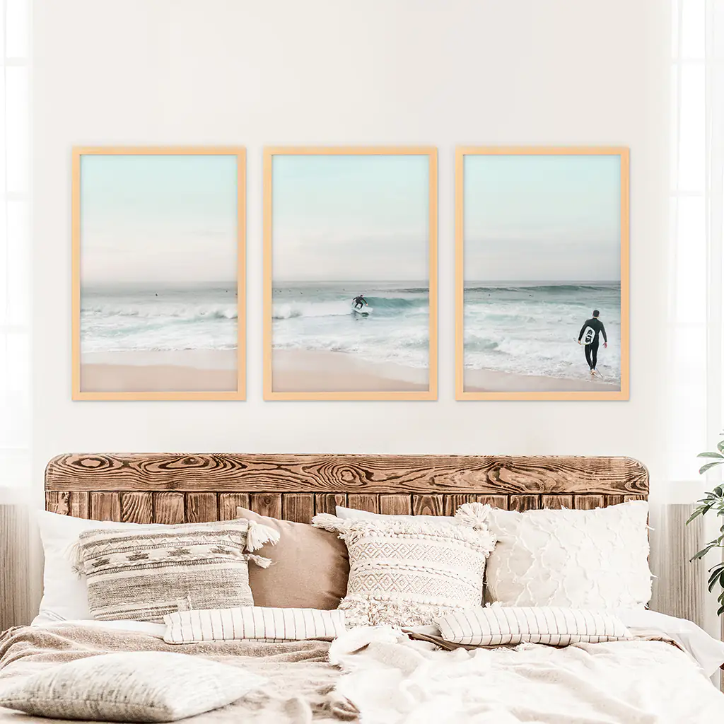 Ocean Beach Surf Prints. Turquoise and Pink Tones Wall Art - Image 8