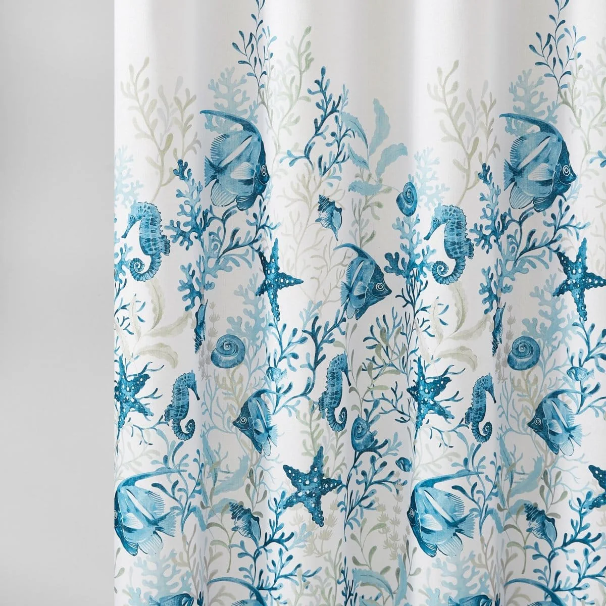 Oceana Watercolor Sea Life Linen Textured Shower Curtain - Image 3