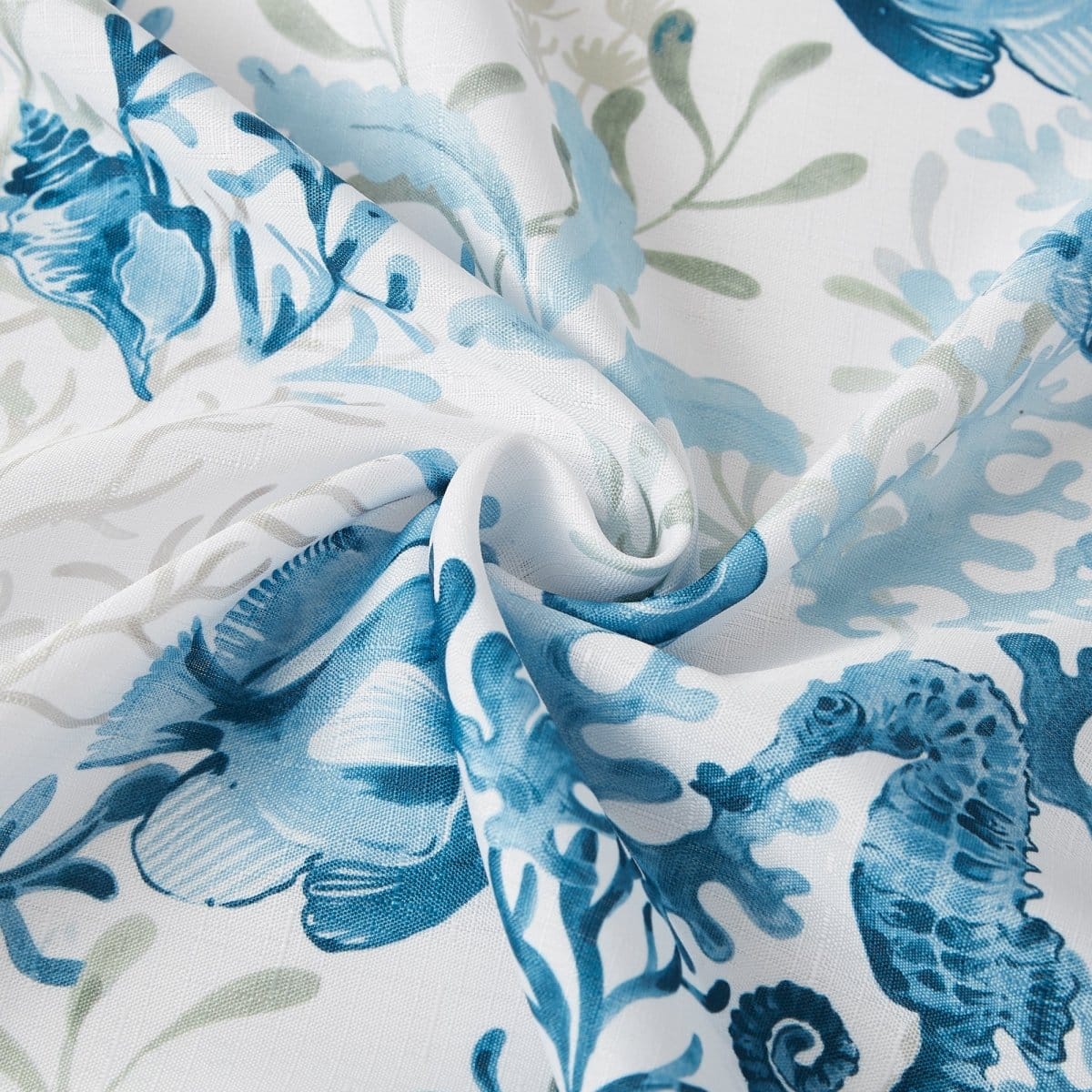 Oceana Watercolor Sea Life Linen Textured Shower Curtain - Image 5