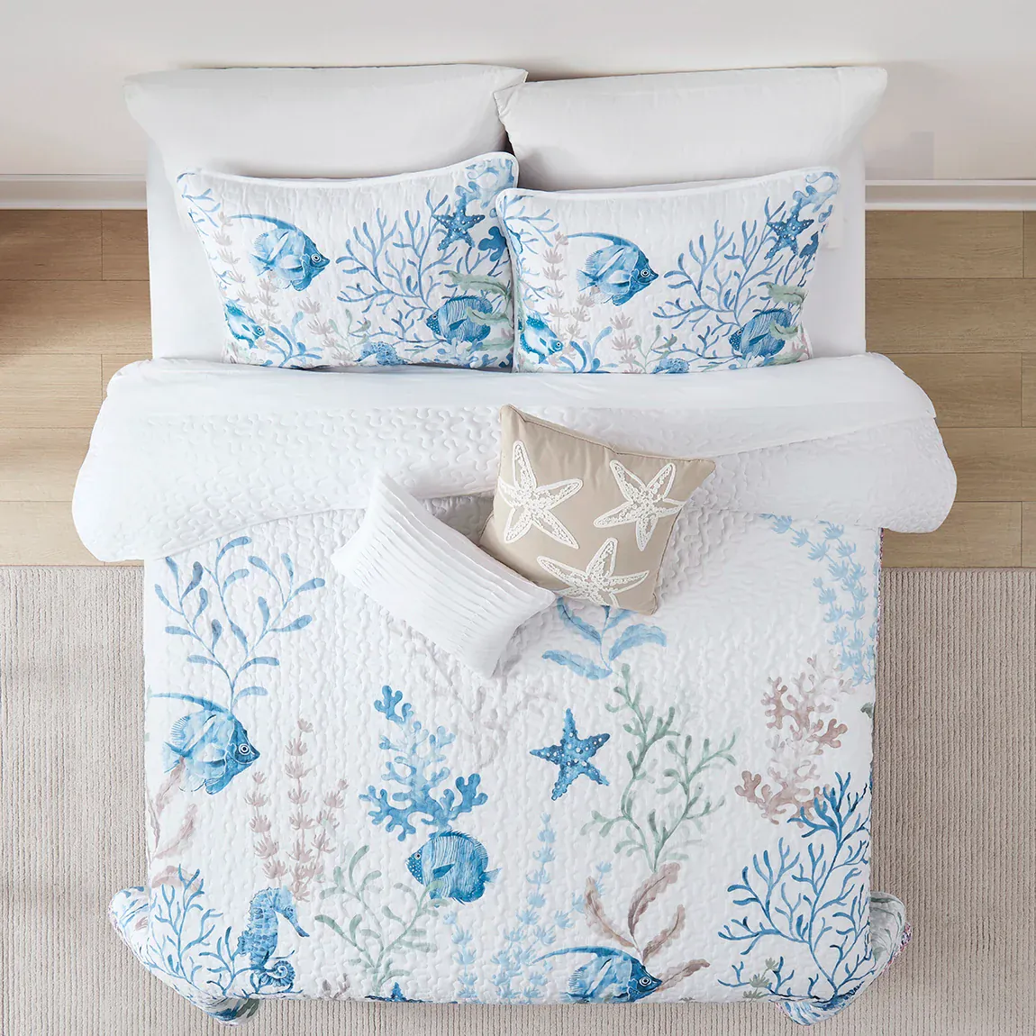 Oceana Watercolor Sea Life Quilt Set - Image 3