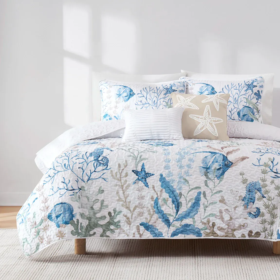 Oceana Watercolor Sea Life Quilt Set - Image 9