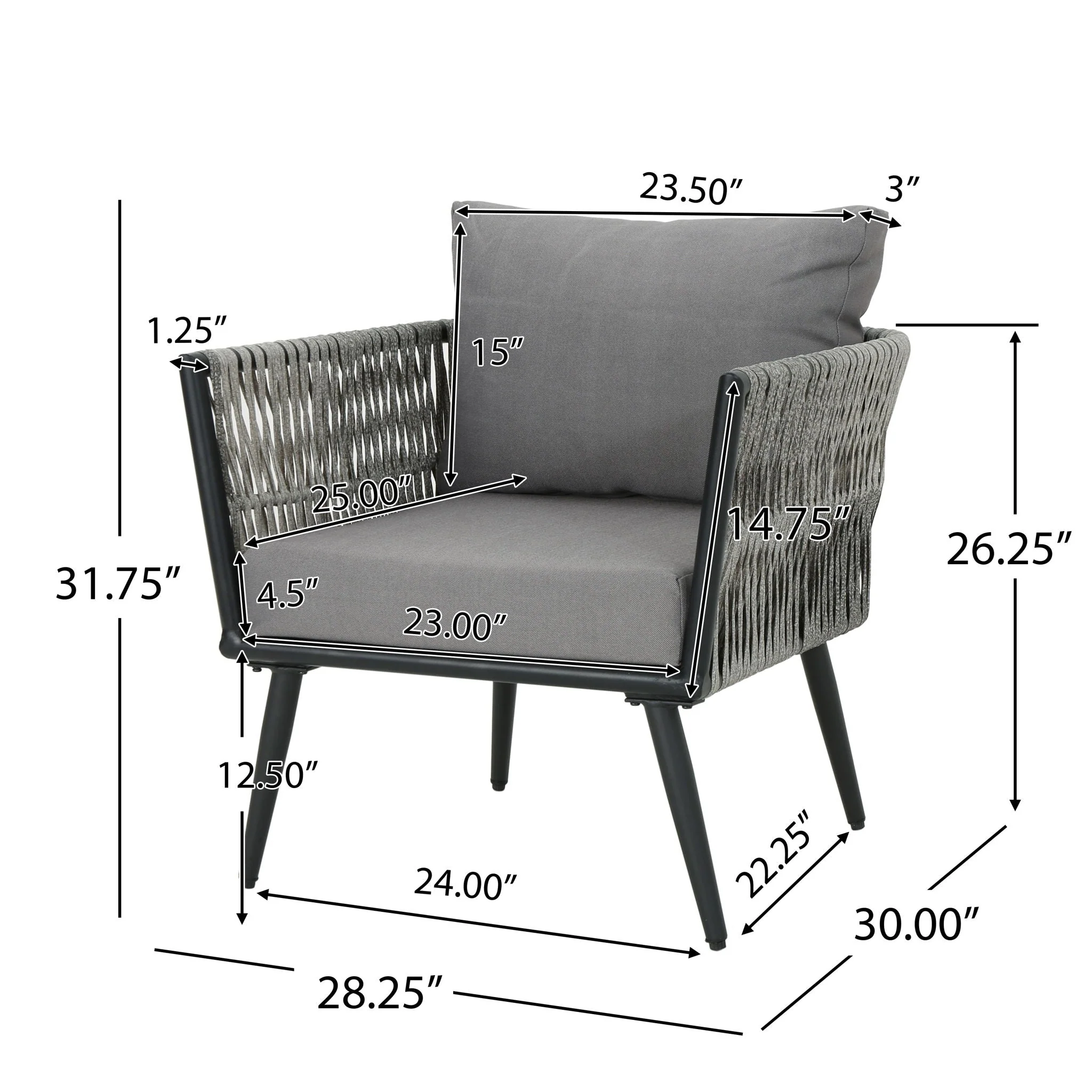 Oceanus Chat Set Chair - Gray - Image 3