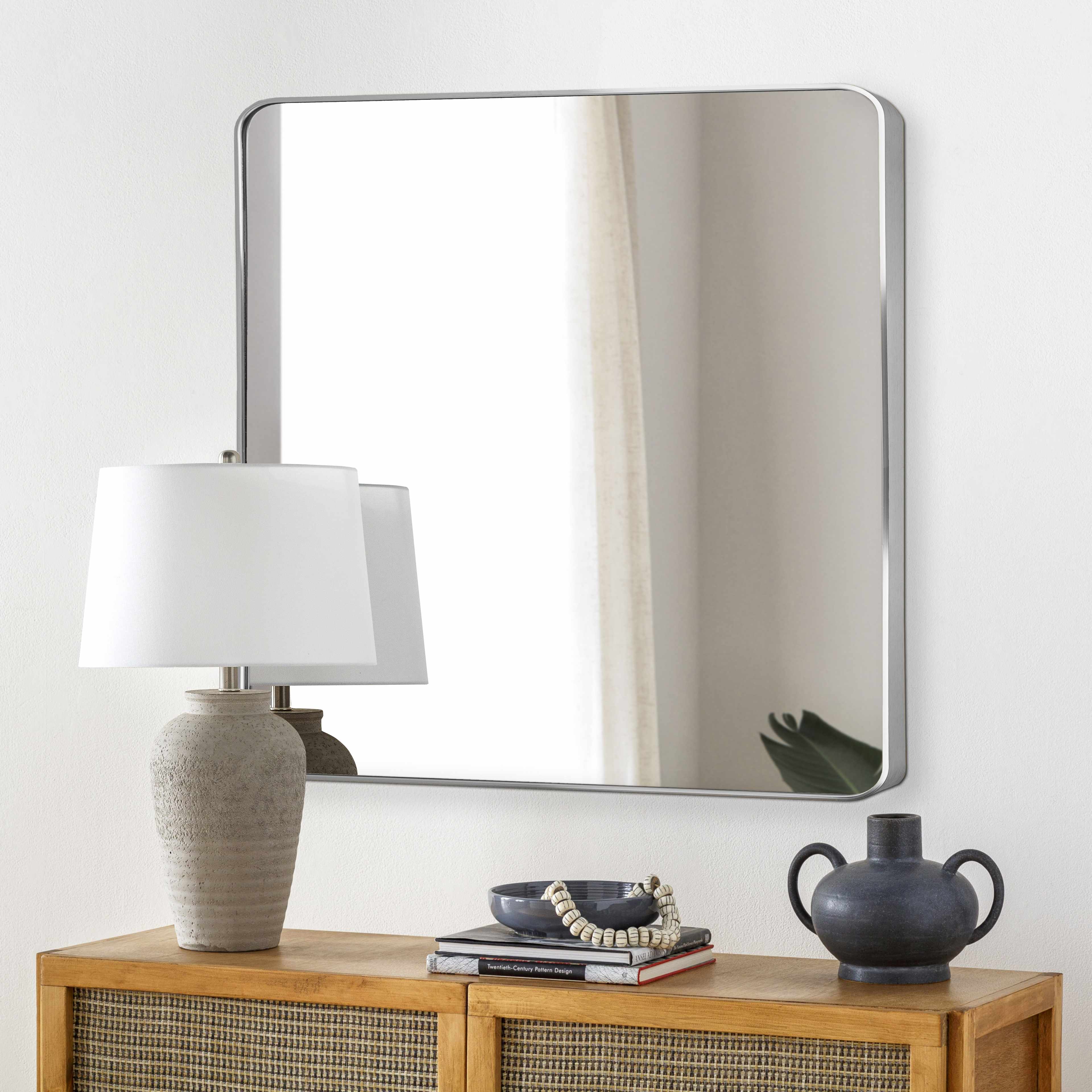 Ockenfels Modern Arched  Silver Gray Wall Mirror - Image 2