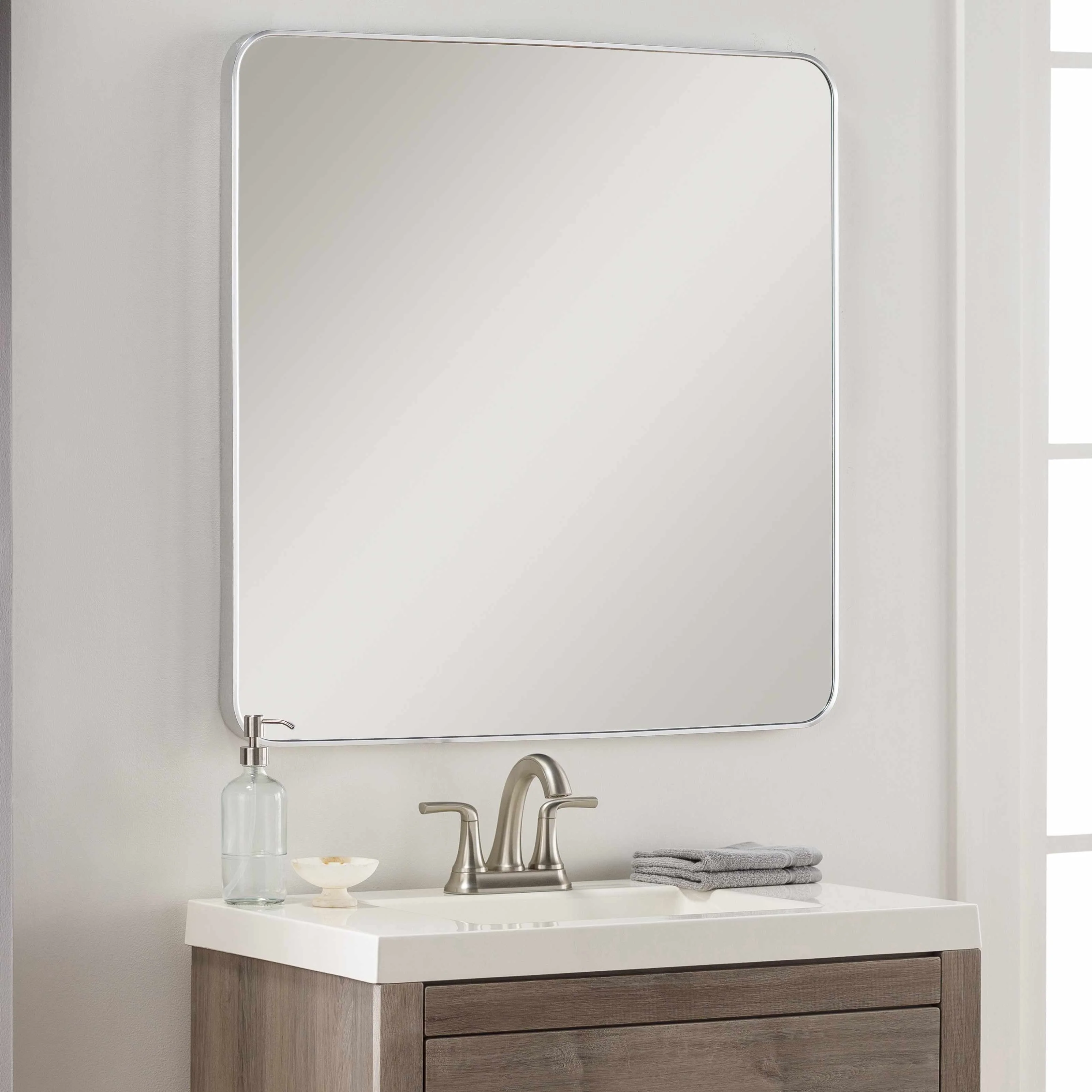 Ockenfels Modern Arched  Silver Gray Wall Mirror - Image 8