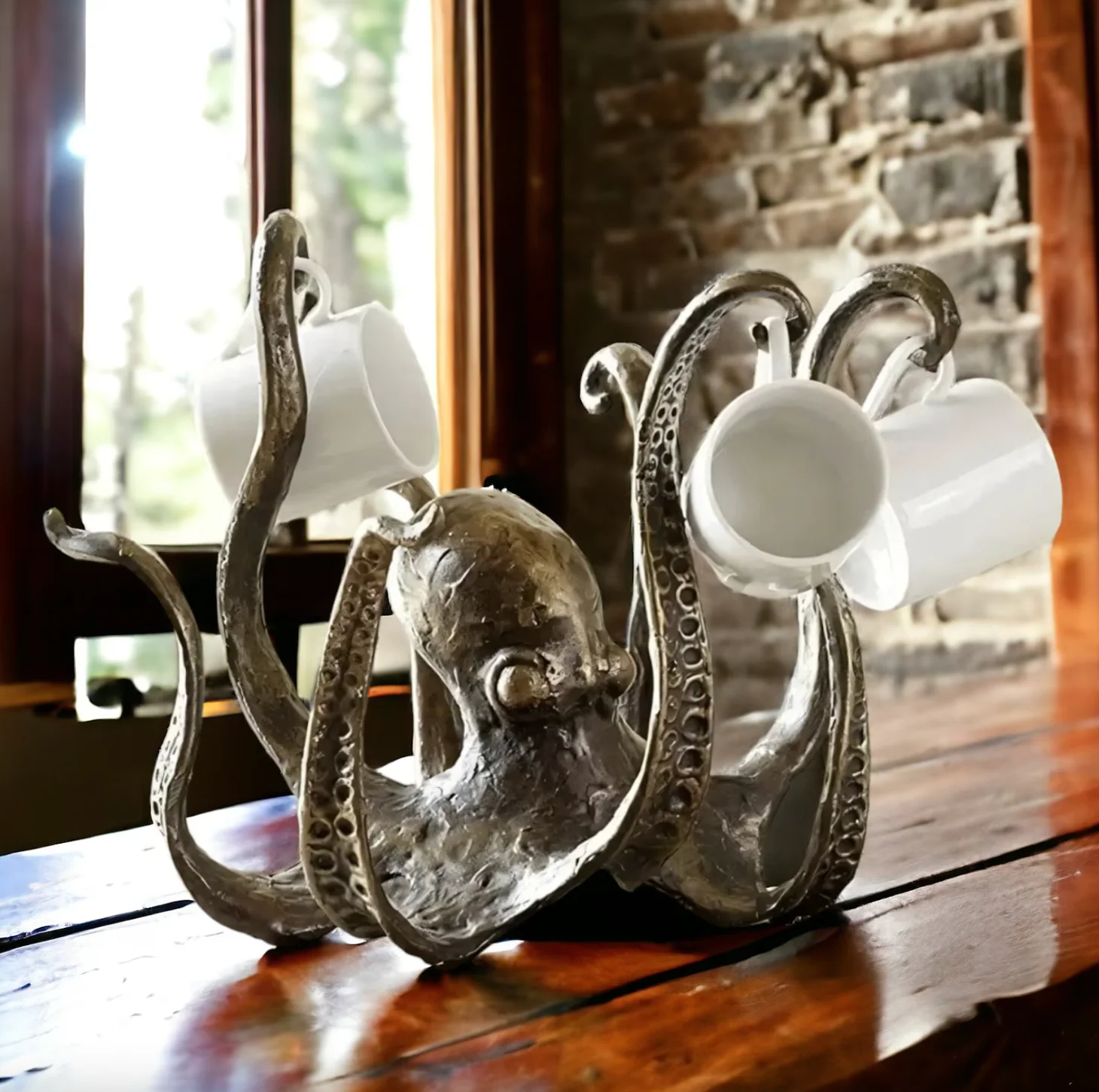 Octopus Mug Holder Stand Nautical Coffee Cup Rack Holds 8 Mugs - Image 2