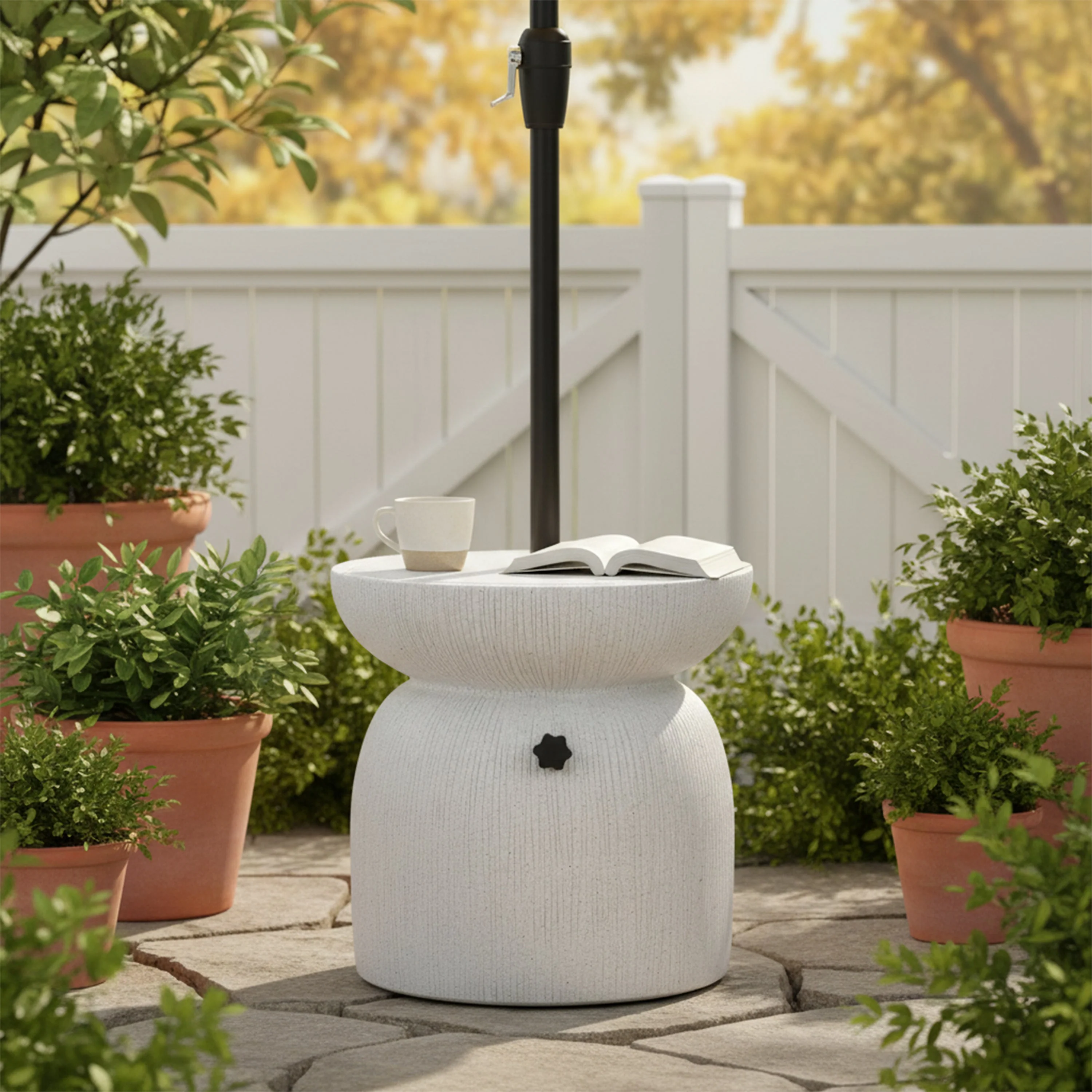 Odelia MGO Outdoor Patio Side Table Umbrella Base - Image 2